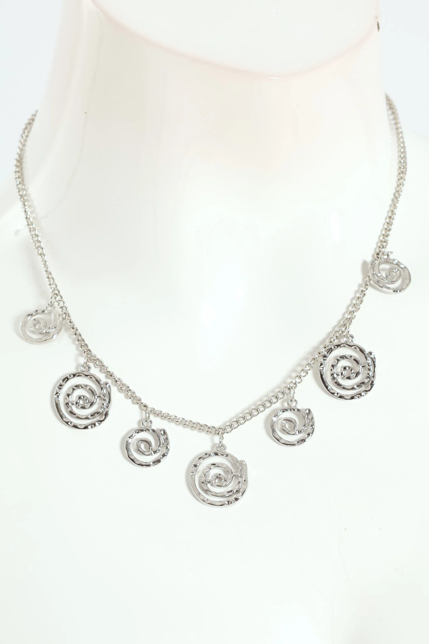 Multi Swirl Pendant Necklace - Silver