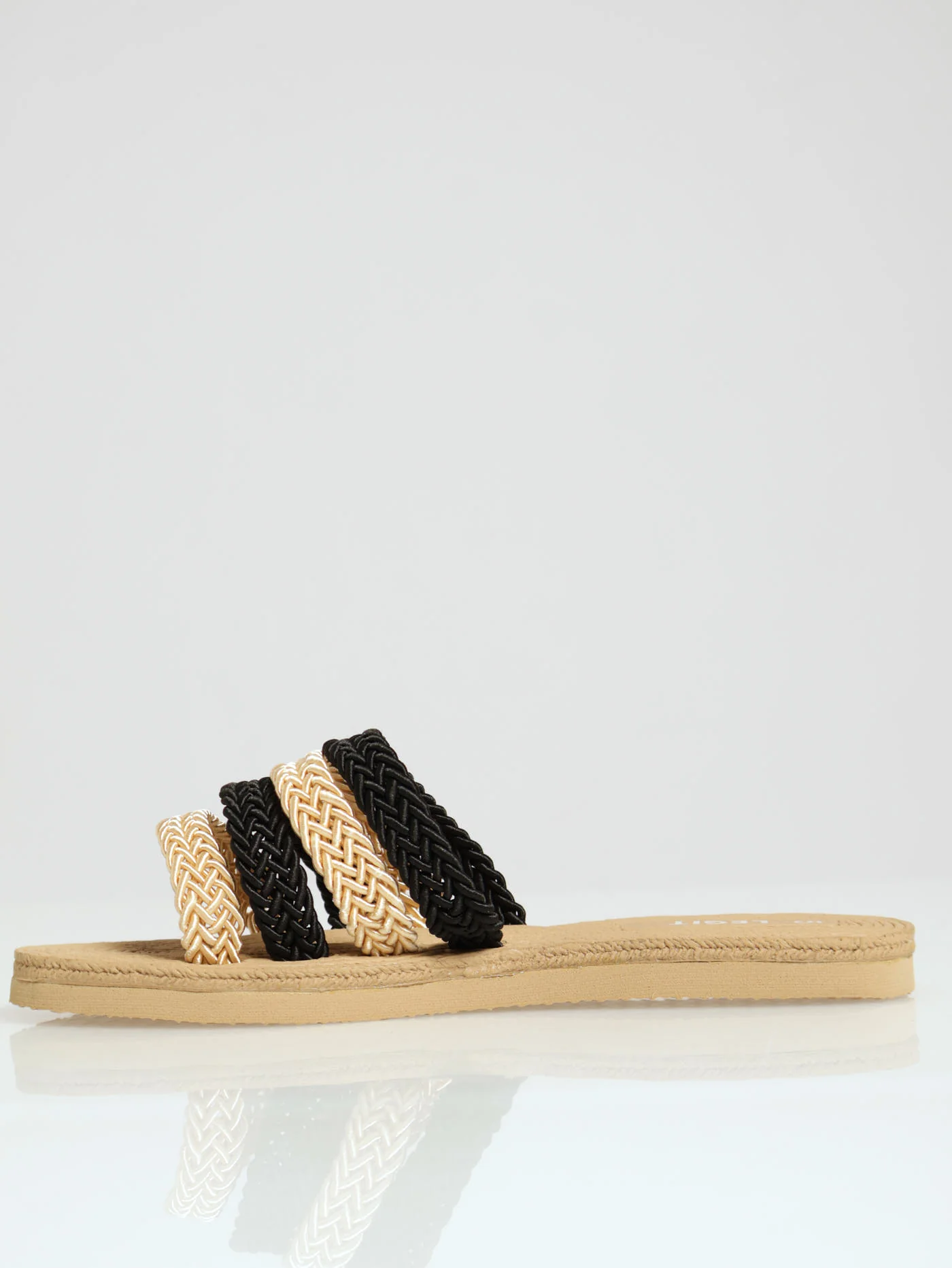 Multistrap Rope Push In Mule Sandal - Black/White - Image 2