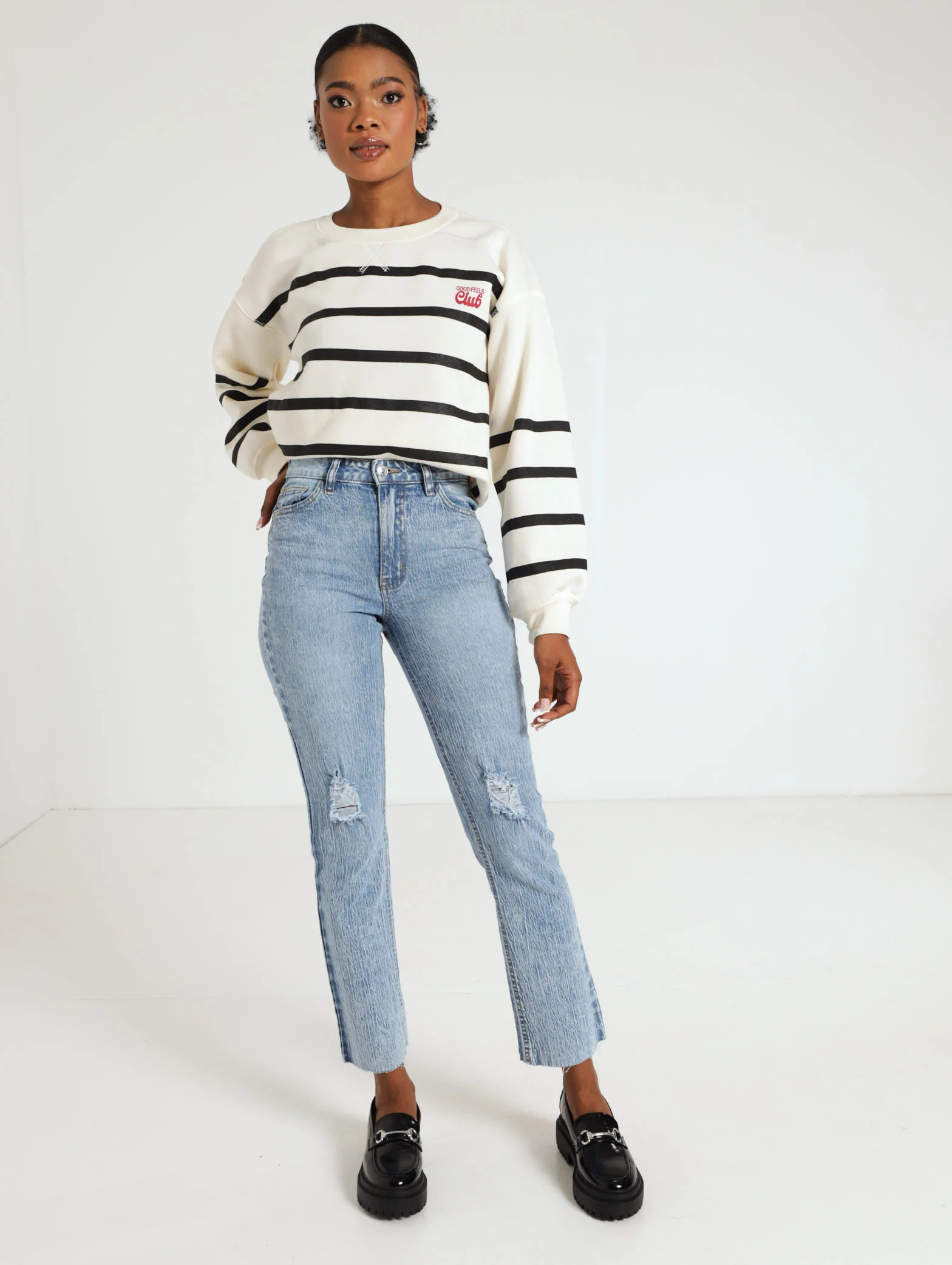 Narrow Straight Leg Abraised Jean