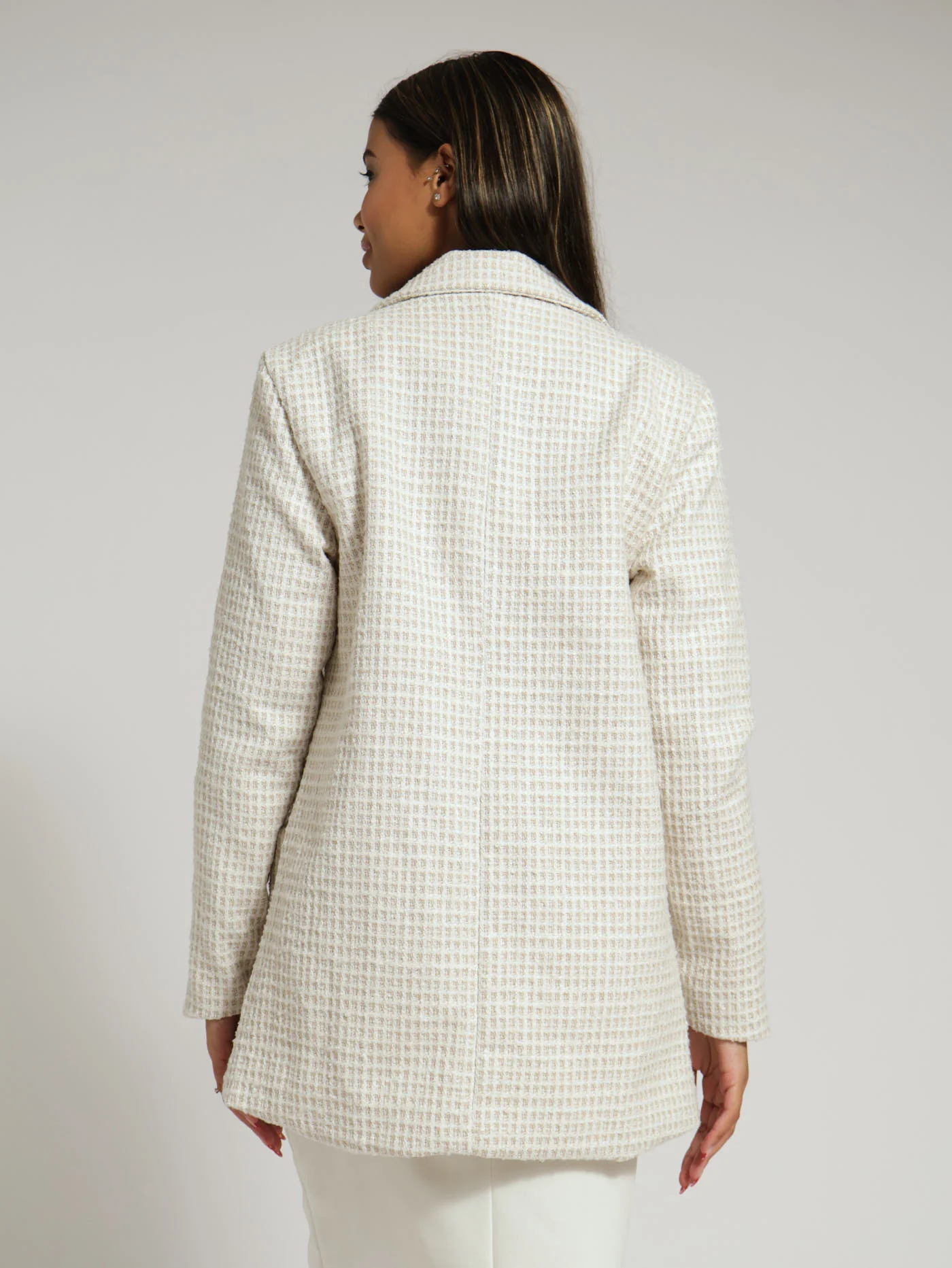 Netural Tweed Blazer - Nude - Image 3