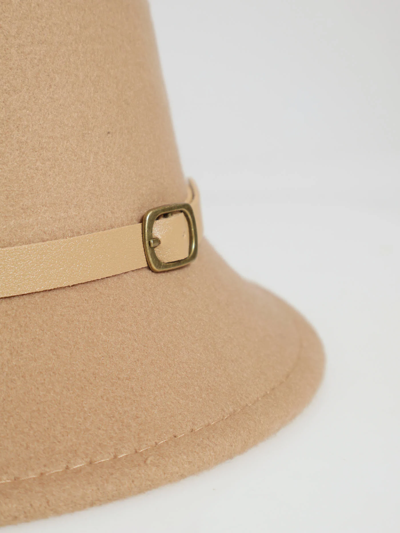 New Felt Hat With Leather Detail - Camel - Image 2