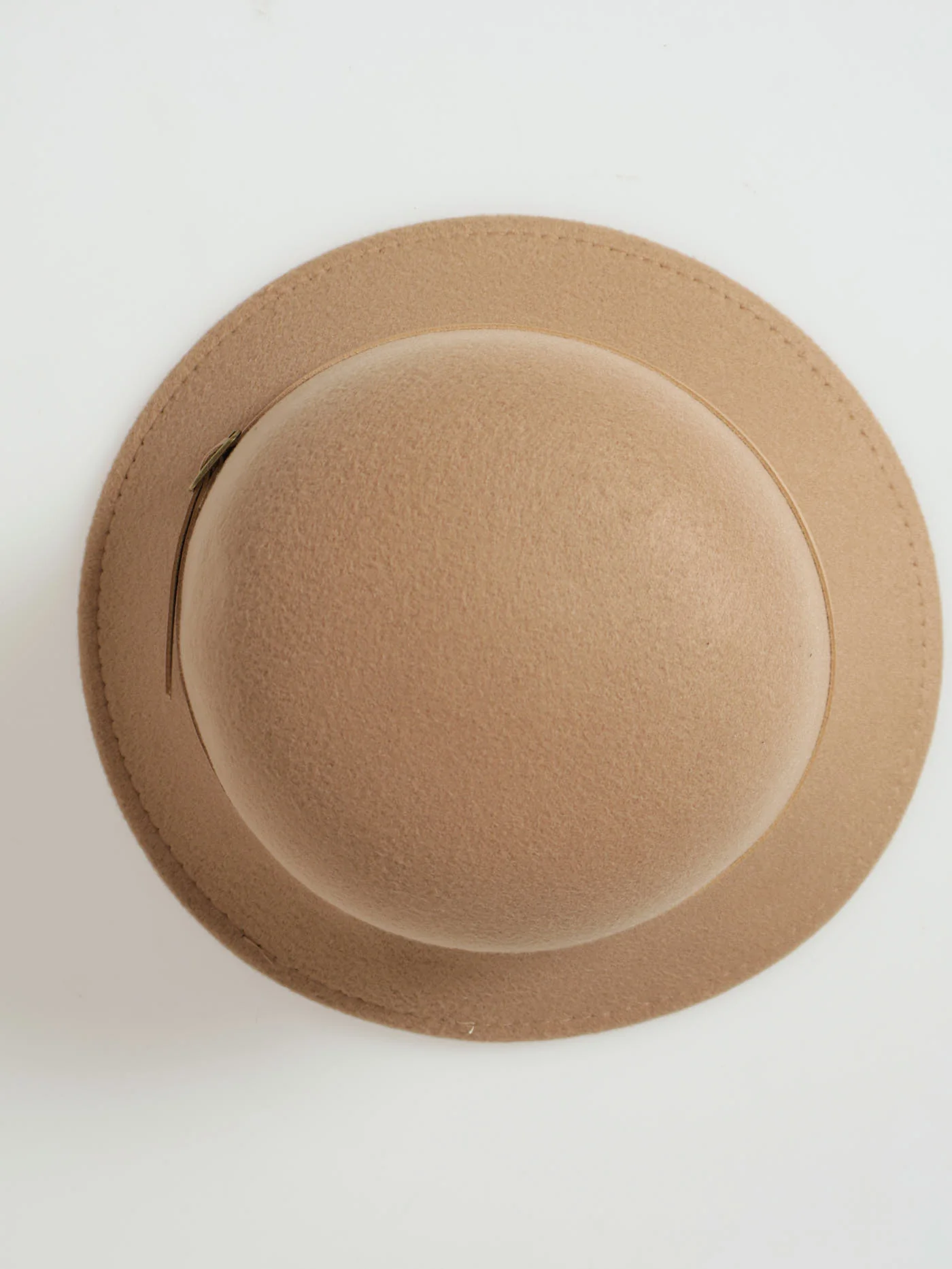 New Felt Hat With Leather Detail - Camel - Image 3