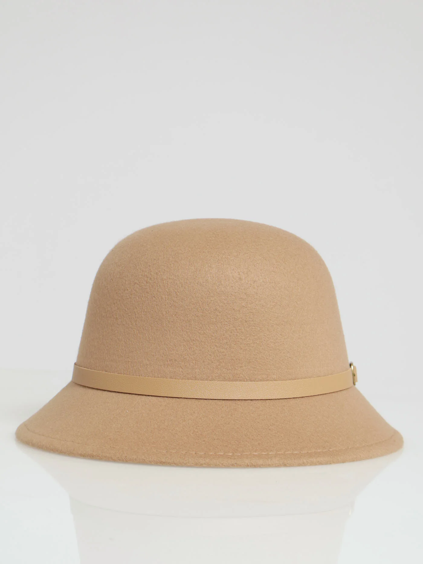 New Felt Hat With Leather Detail - Camel - Image 5