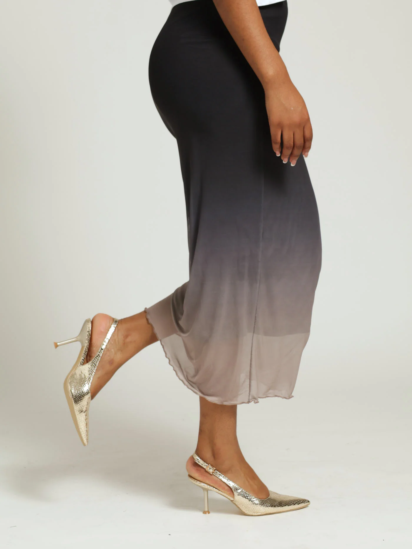 Ombre Mesh Midi Skirt - Grey - Image 2