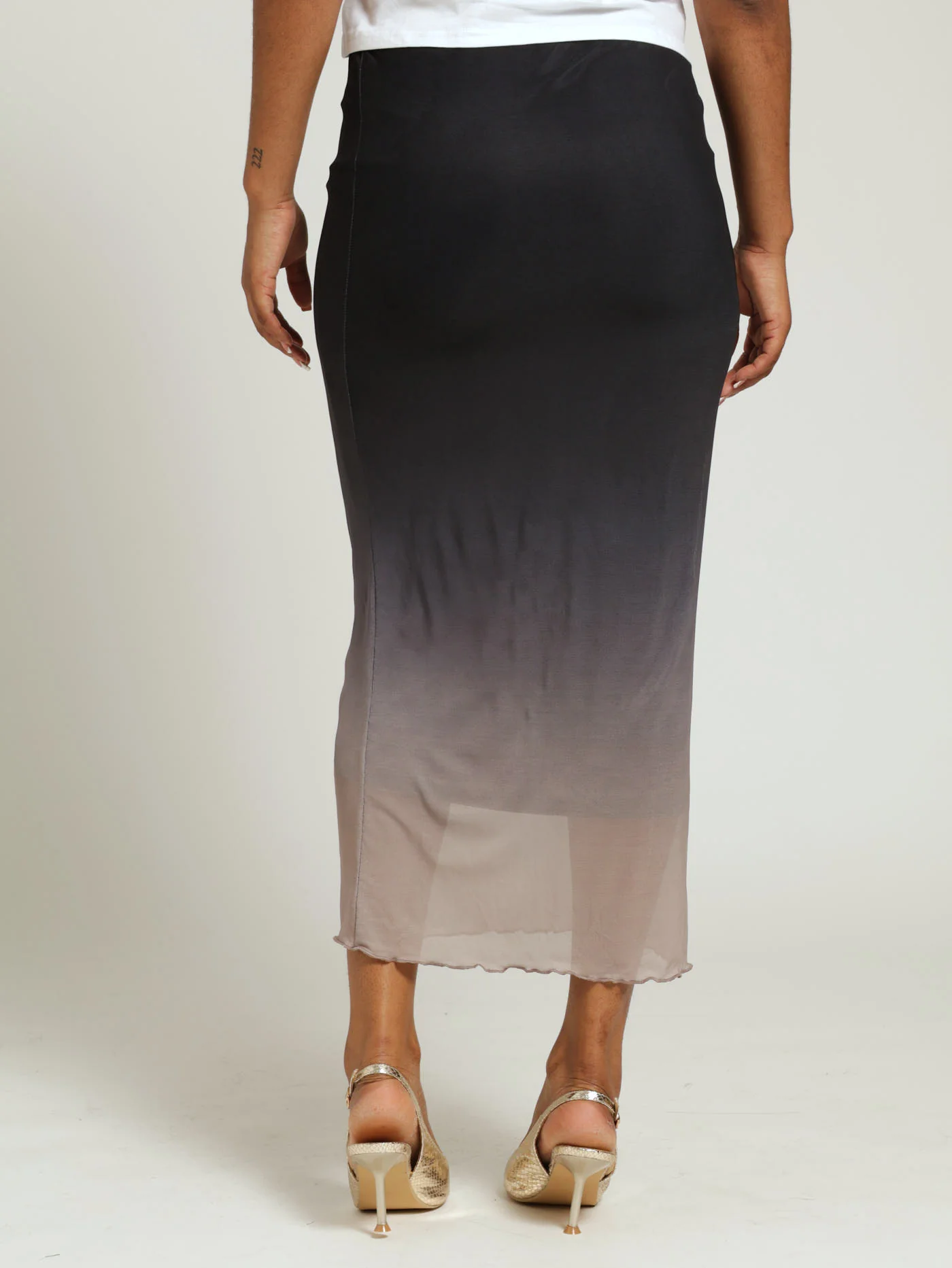 Ombre Mesh Midi Skirt - Grey - Image 3