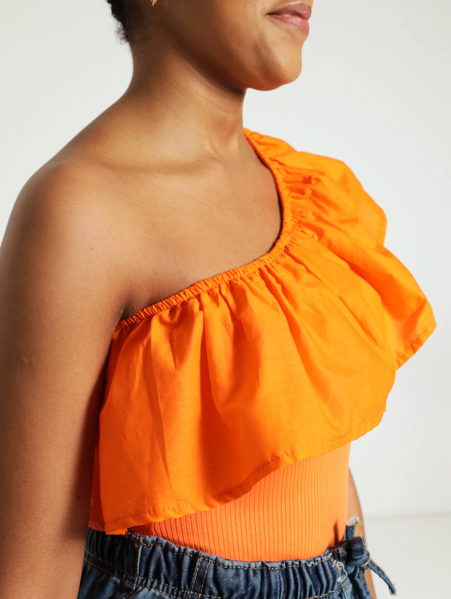 One Shoulder Poplin Bodysuit - Image 5