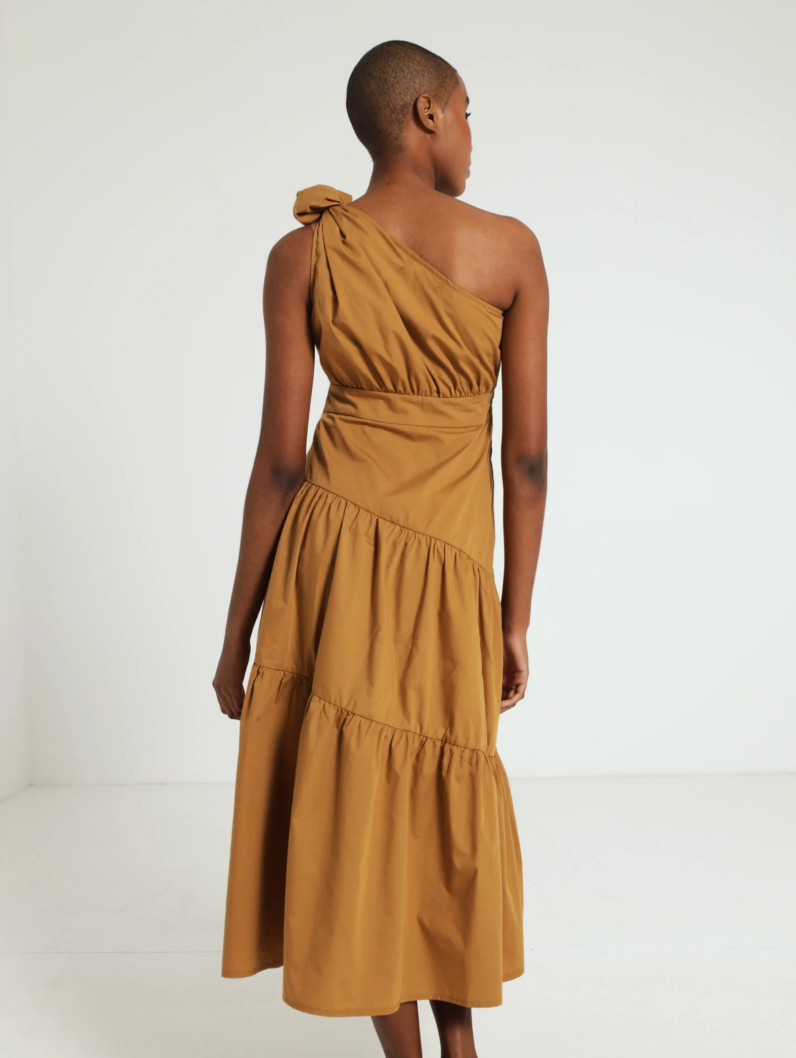 One Shoulder Poplin Midi Dress - Image 3