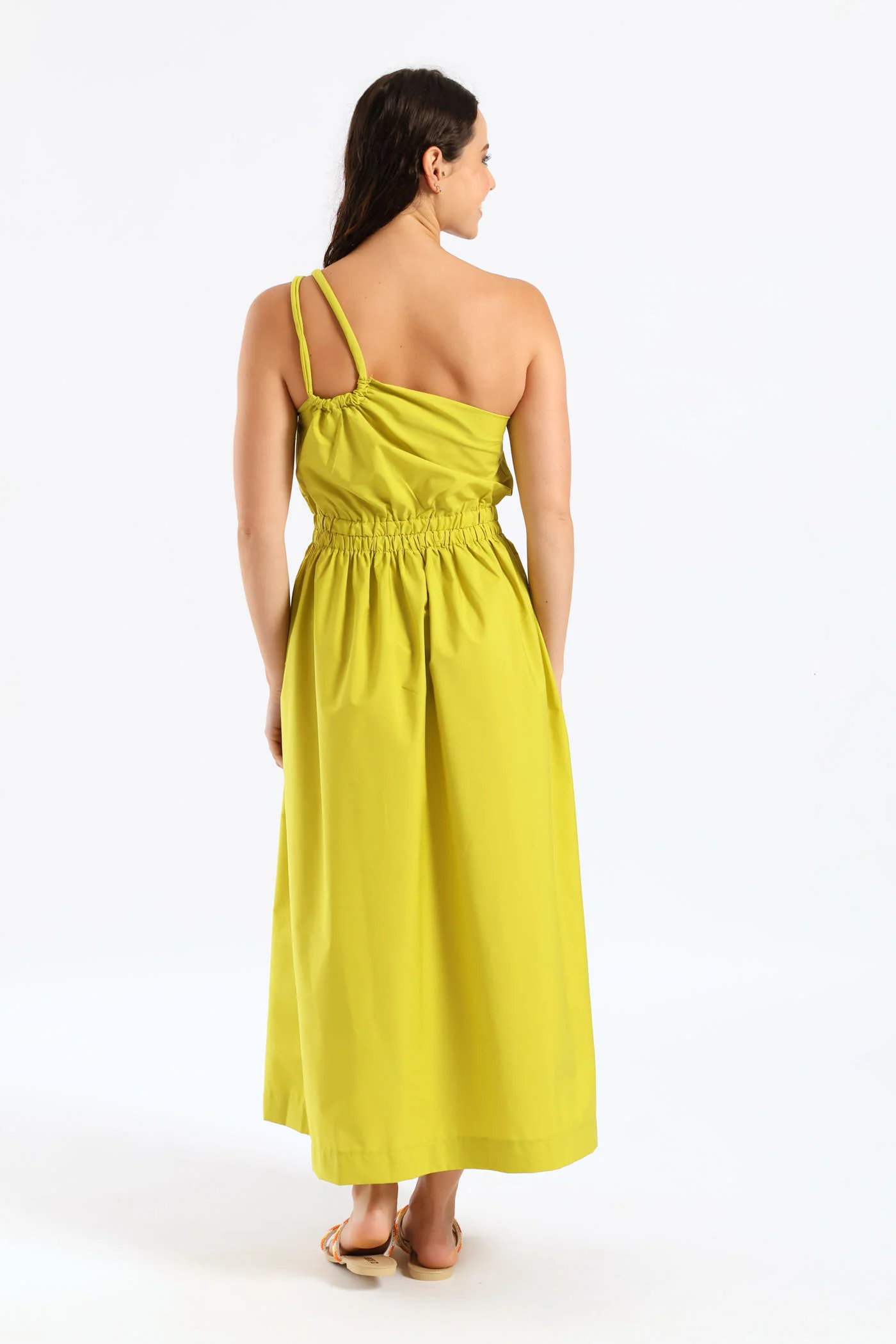 One Shoulder Trim Detail Maxi Dress - Chartreuse - Image 5