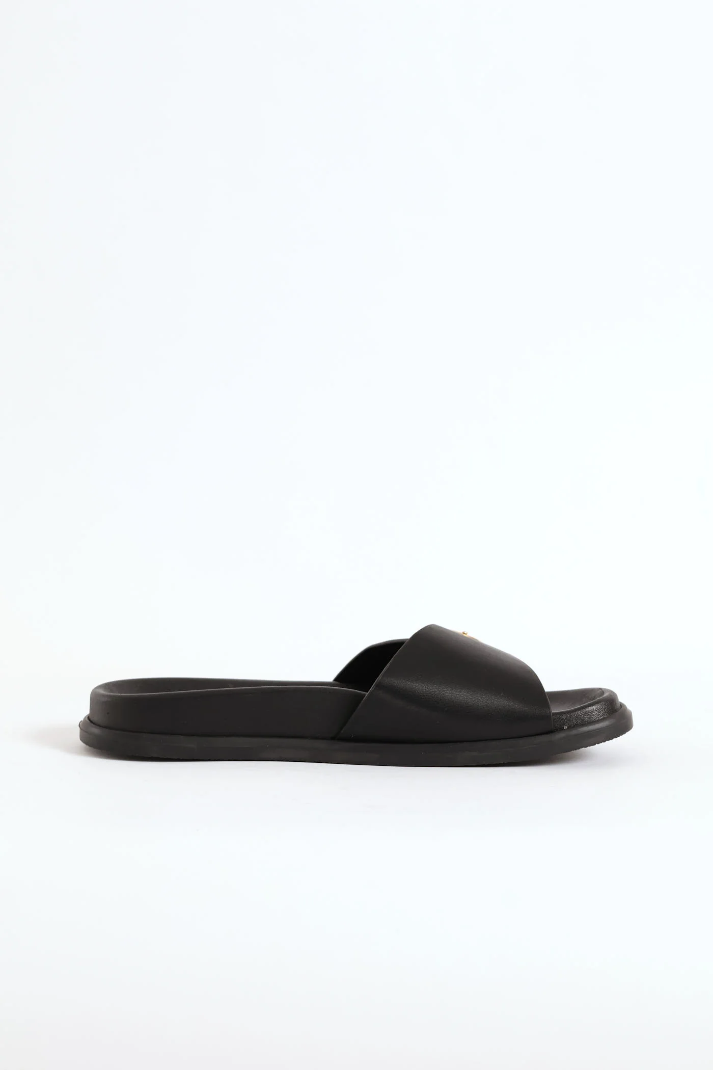 One Strap Buckle Detail Moulded Sandal - Black - Image 4