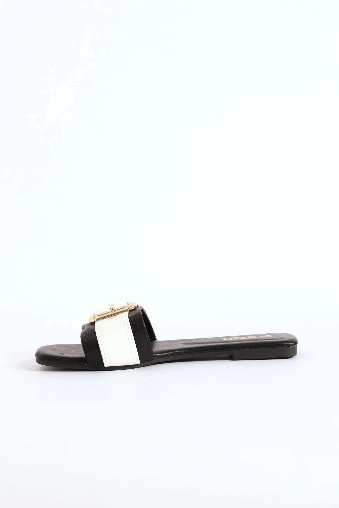 One Strap Colour Contrast Sandal - White/Black - Image 3