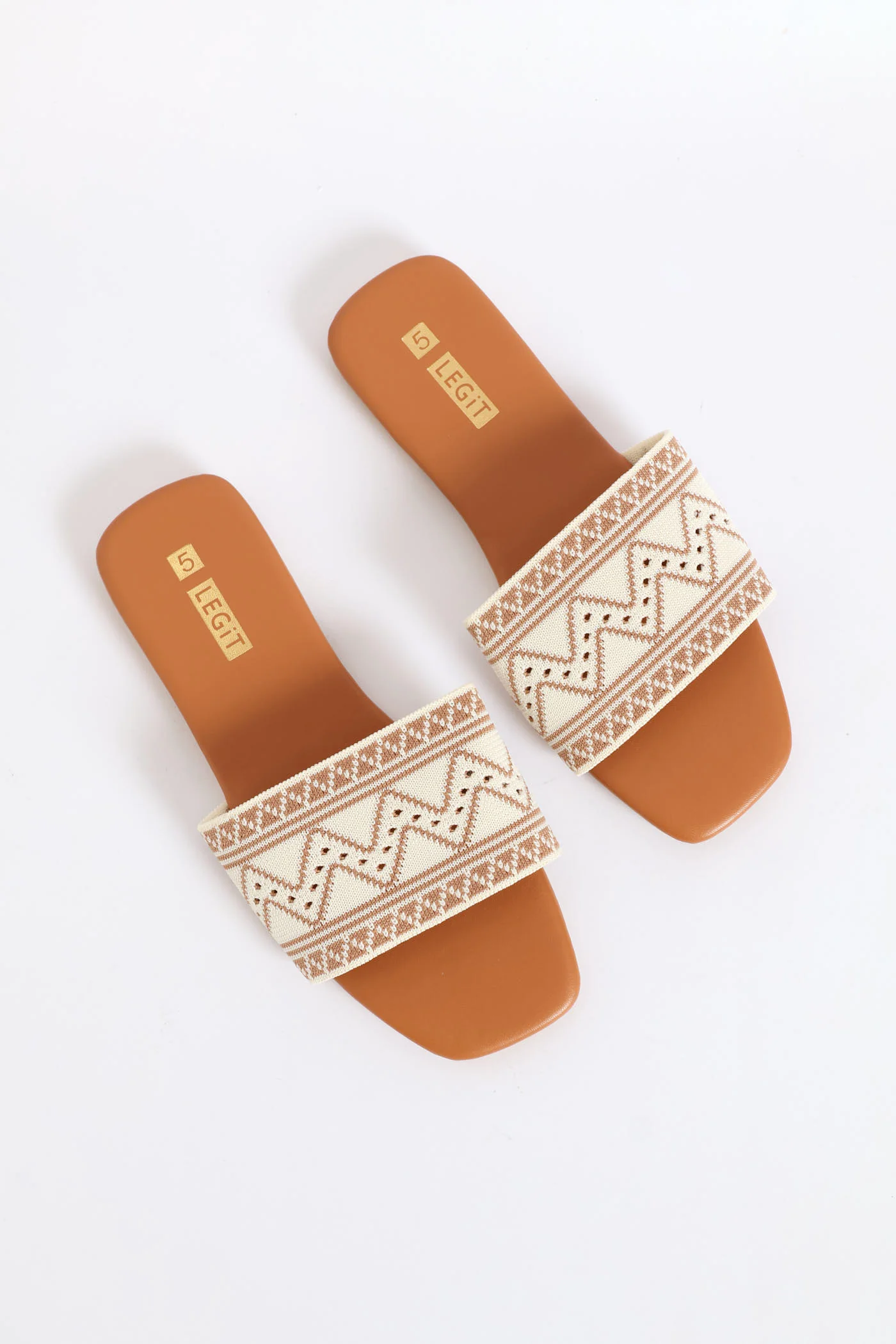 One Strap Knit Patterned Sandal - Taupe