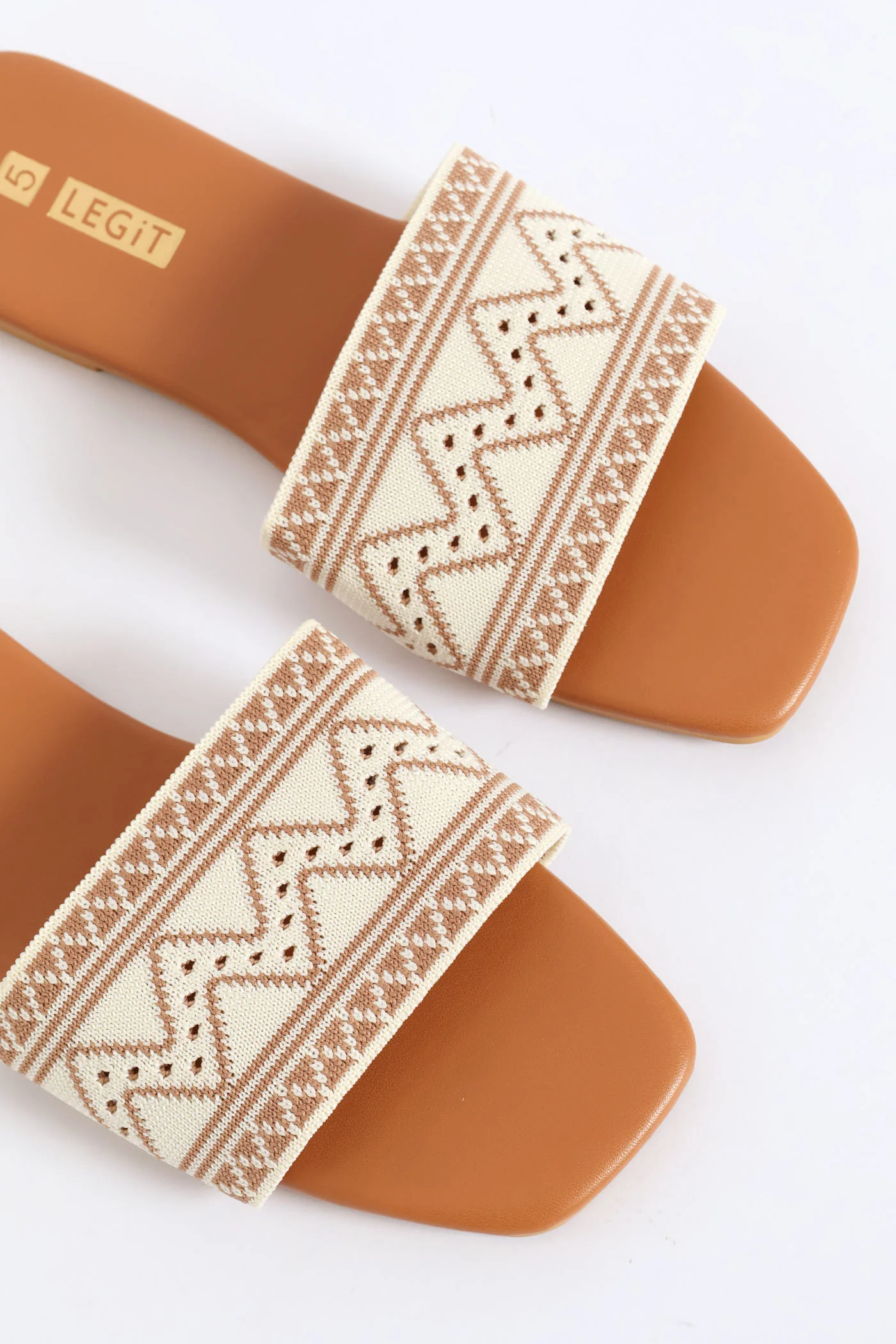 One Strap Knit Patterned Sandal - Taupe - Image 2