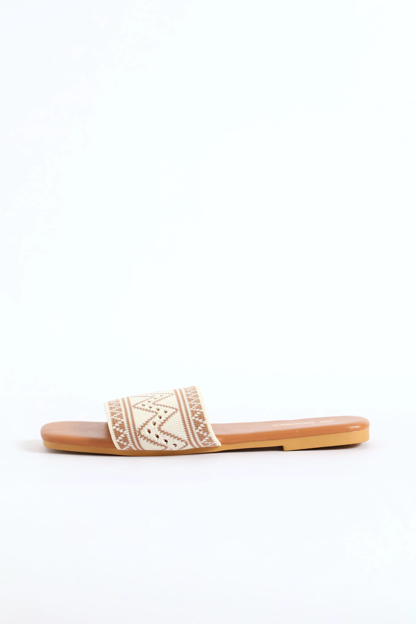 One Strap Knit Patterned Sandal - Taupe - Image 3