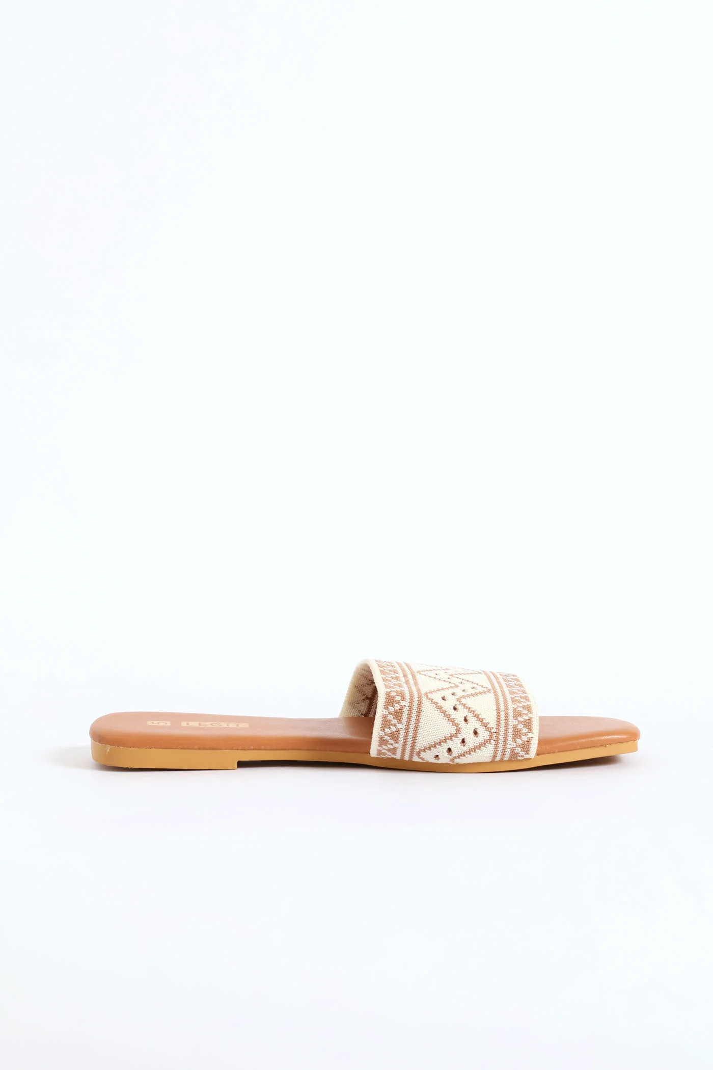One Strap Knit Patterned Sandal - Taupe - Image 4