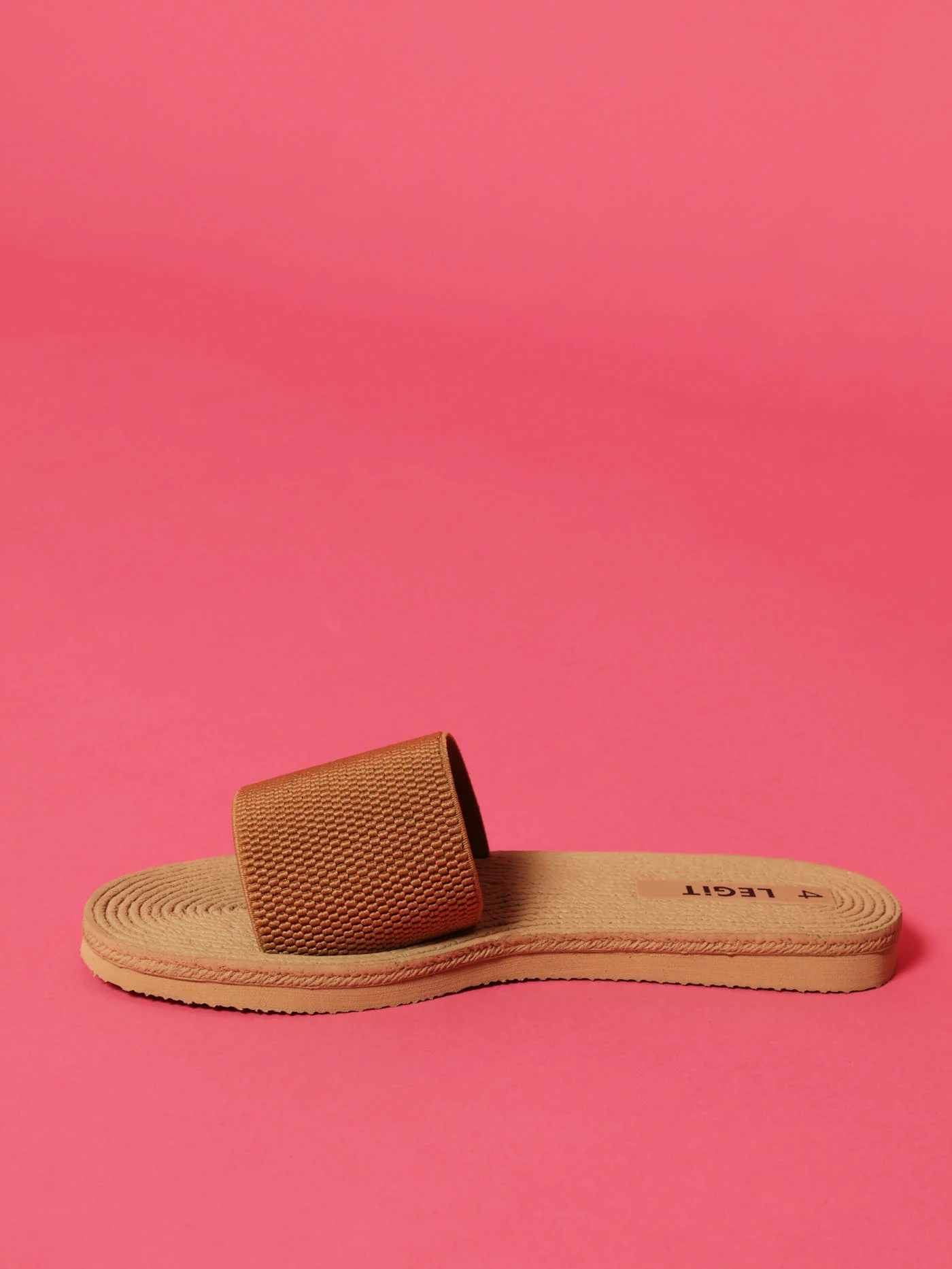 One Strap Knitted Mule Sandal - Tan - Image 2