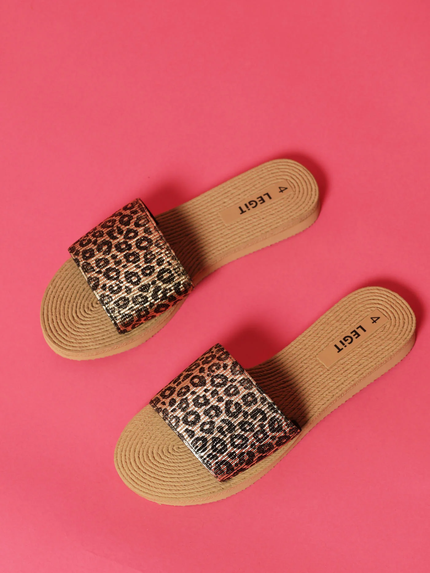 One Strap Leopard Print Knitted Mule Sandal - Animal