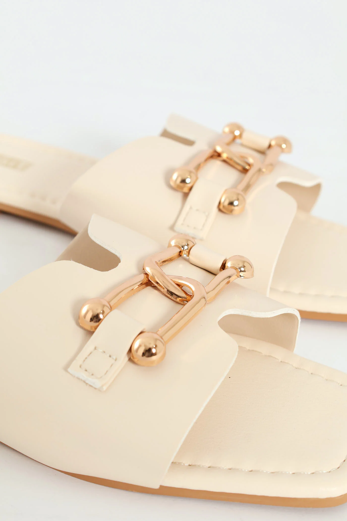 One-Strap Link Detail Mule Sandal - Ivory - Image 2