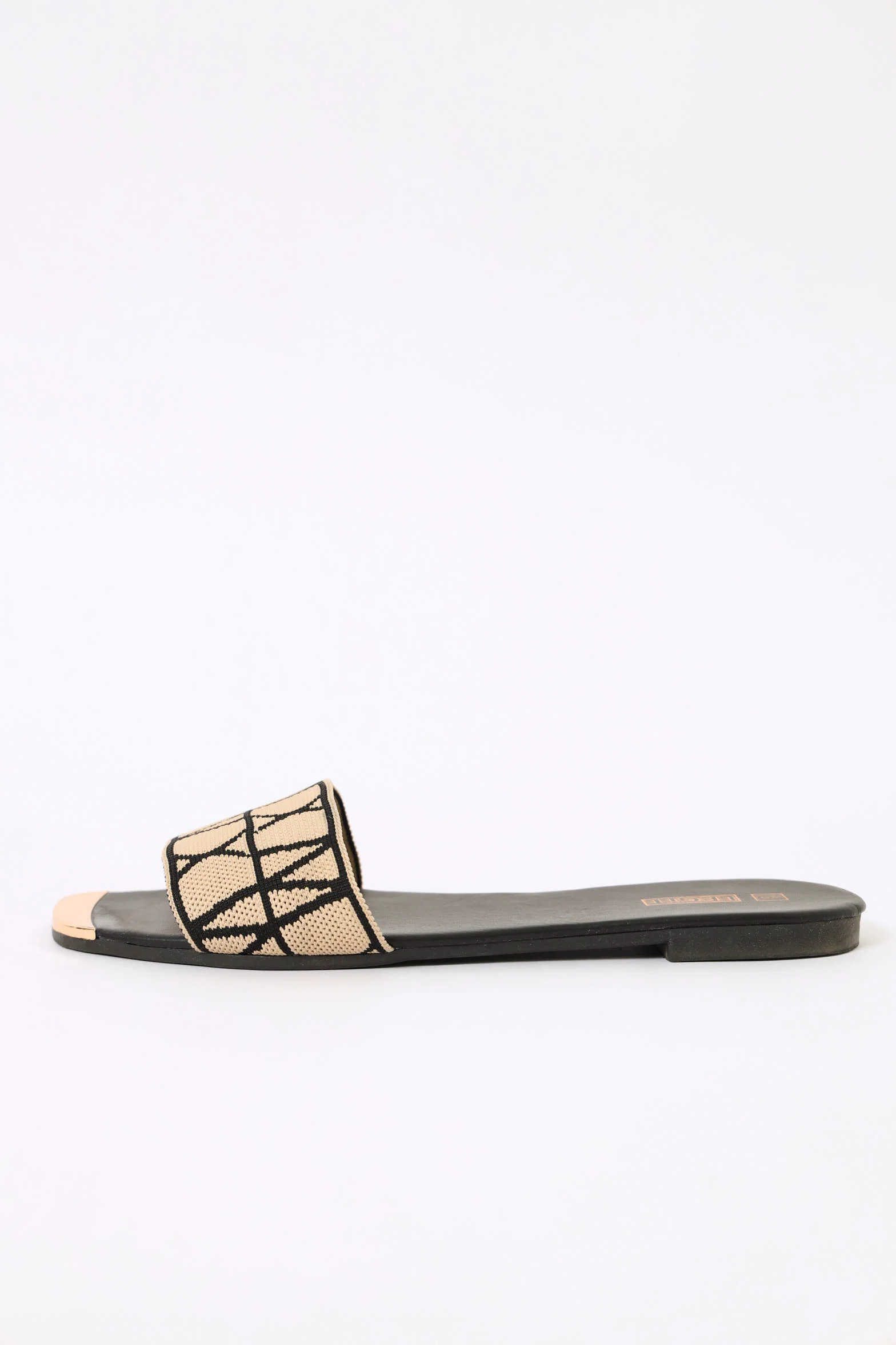 One Strap Metal Trim Sandal - Taupe - Image 3