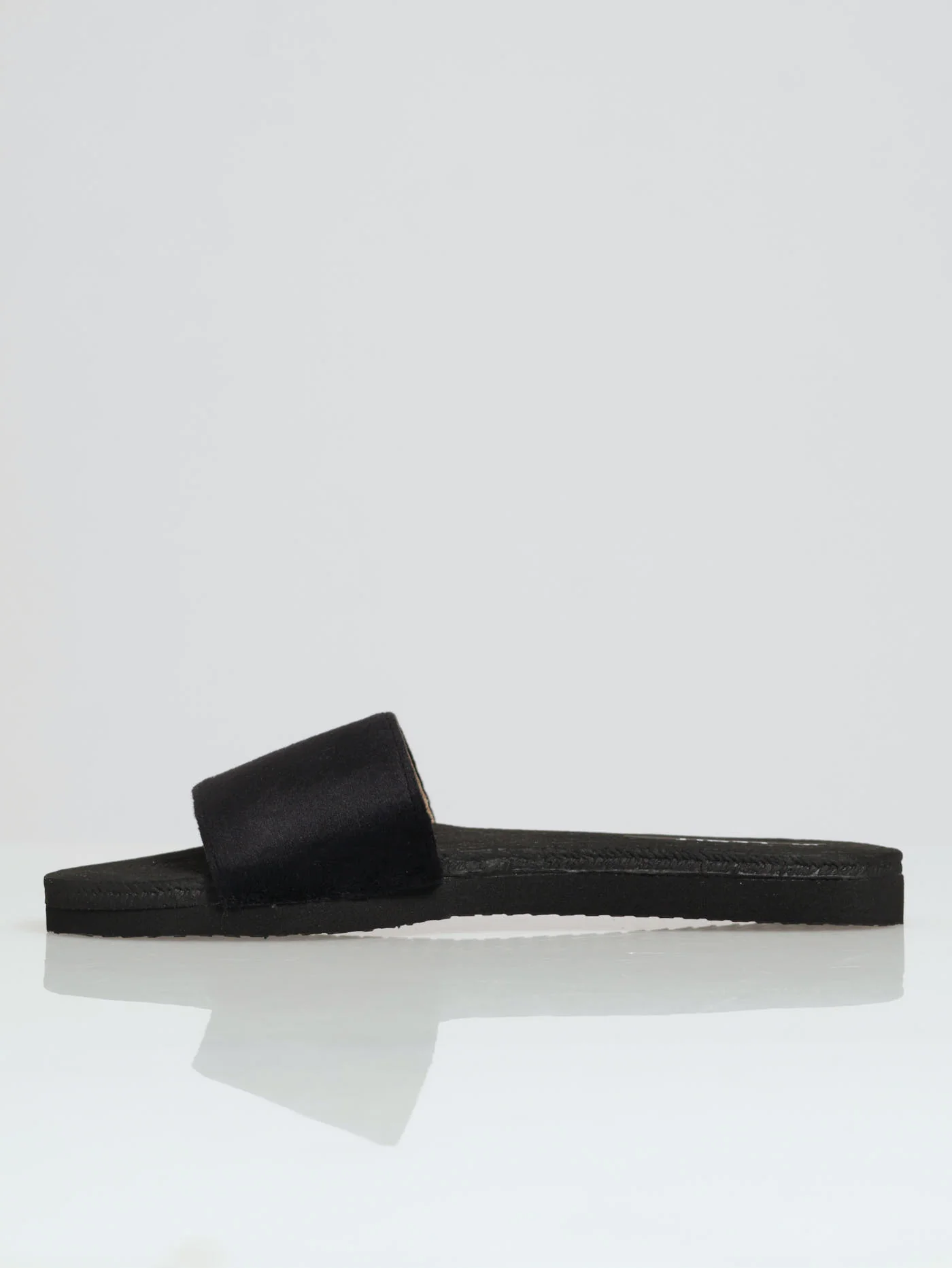 One Strap Microfibre Mule Sandal - Black - Image 2