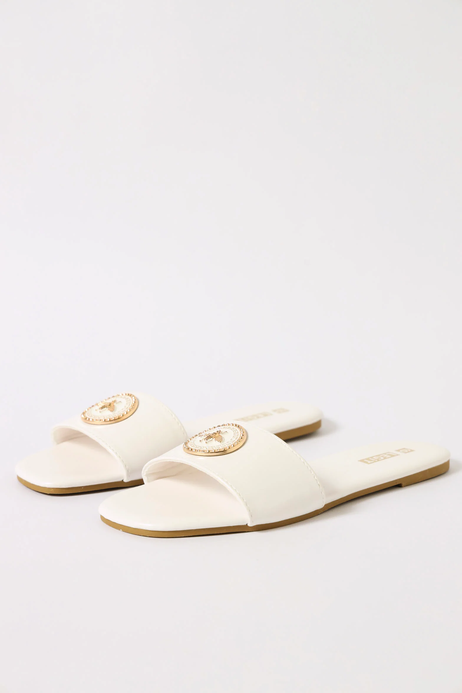 One Strap Monogram Disc Flat Sandal - Off White