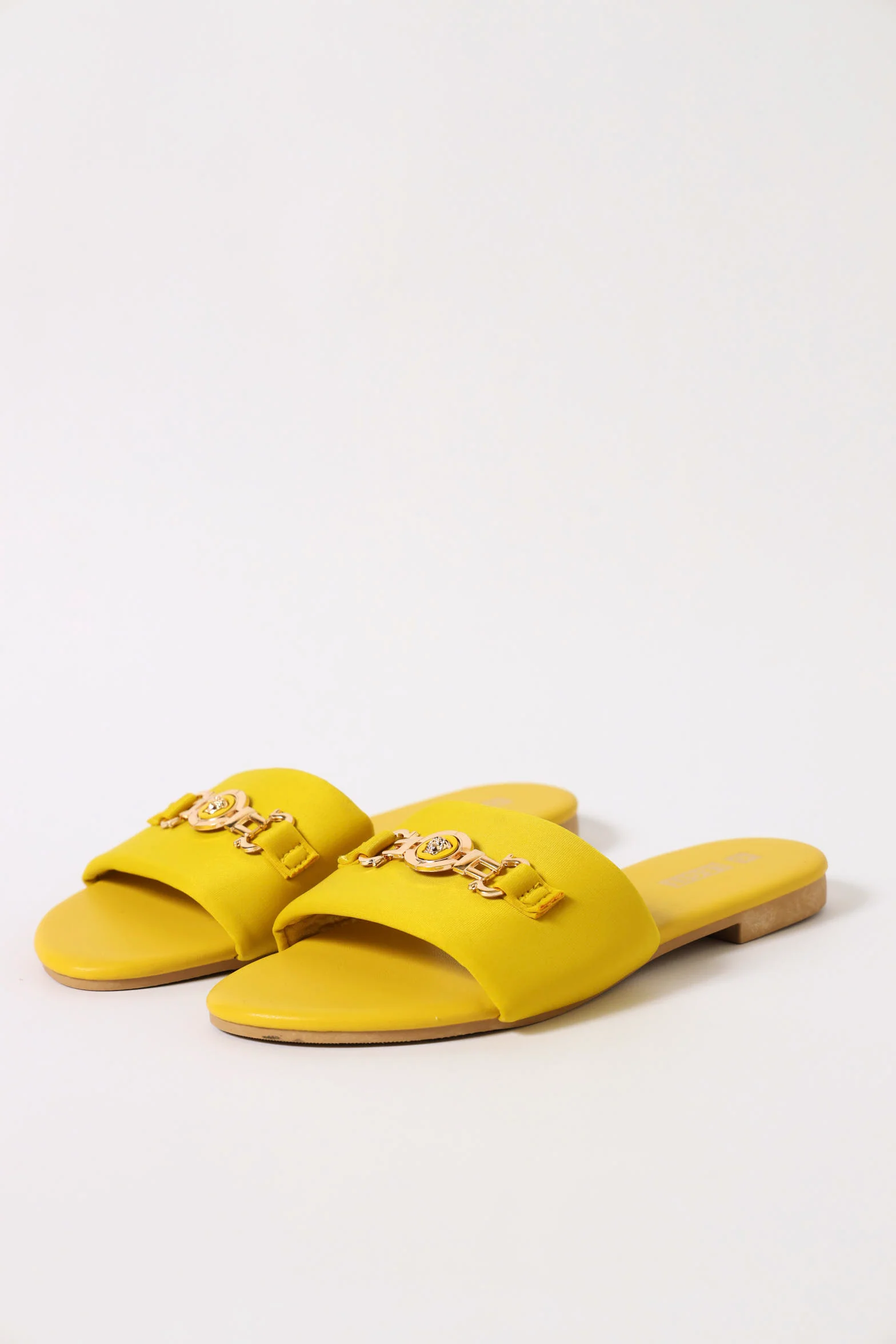 One Strap Monogram Link Trim Sandal - Chartreuse