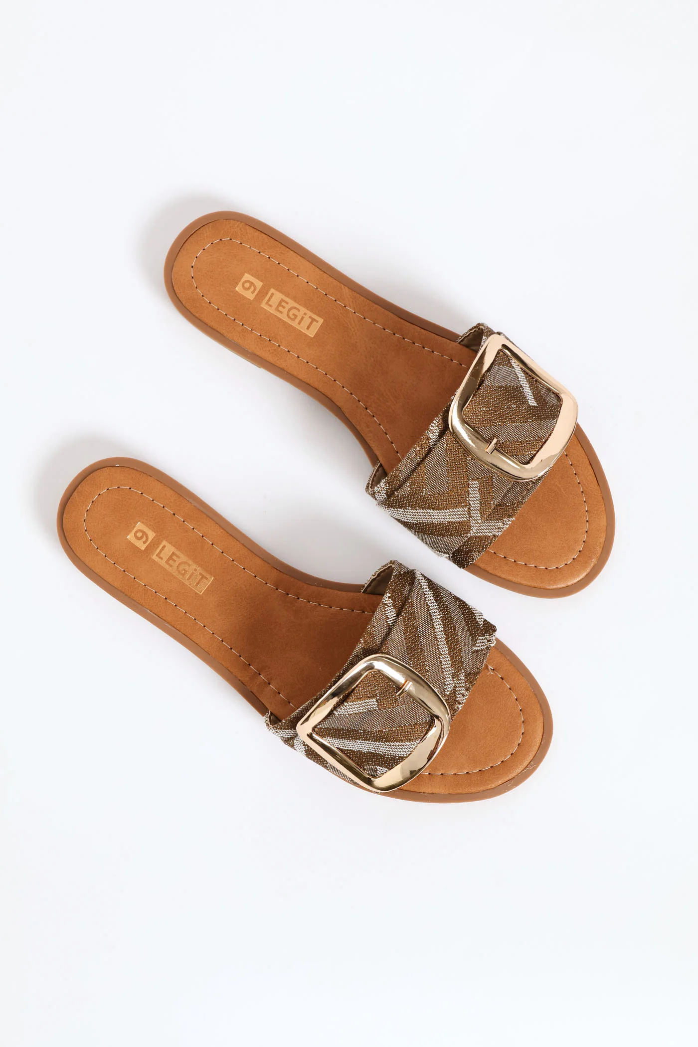One Strap Multi Colour Canvas Sandal - Natural - Image 2