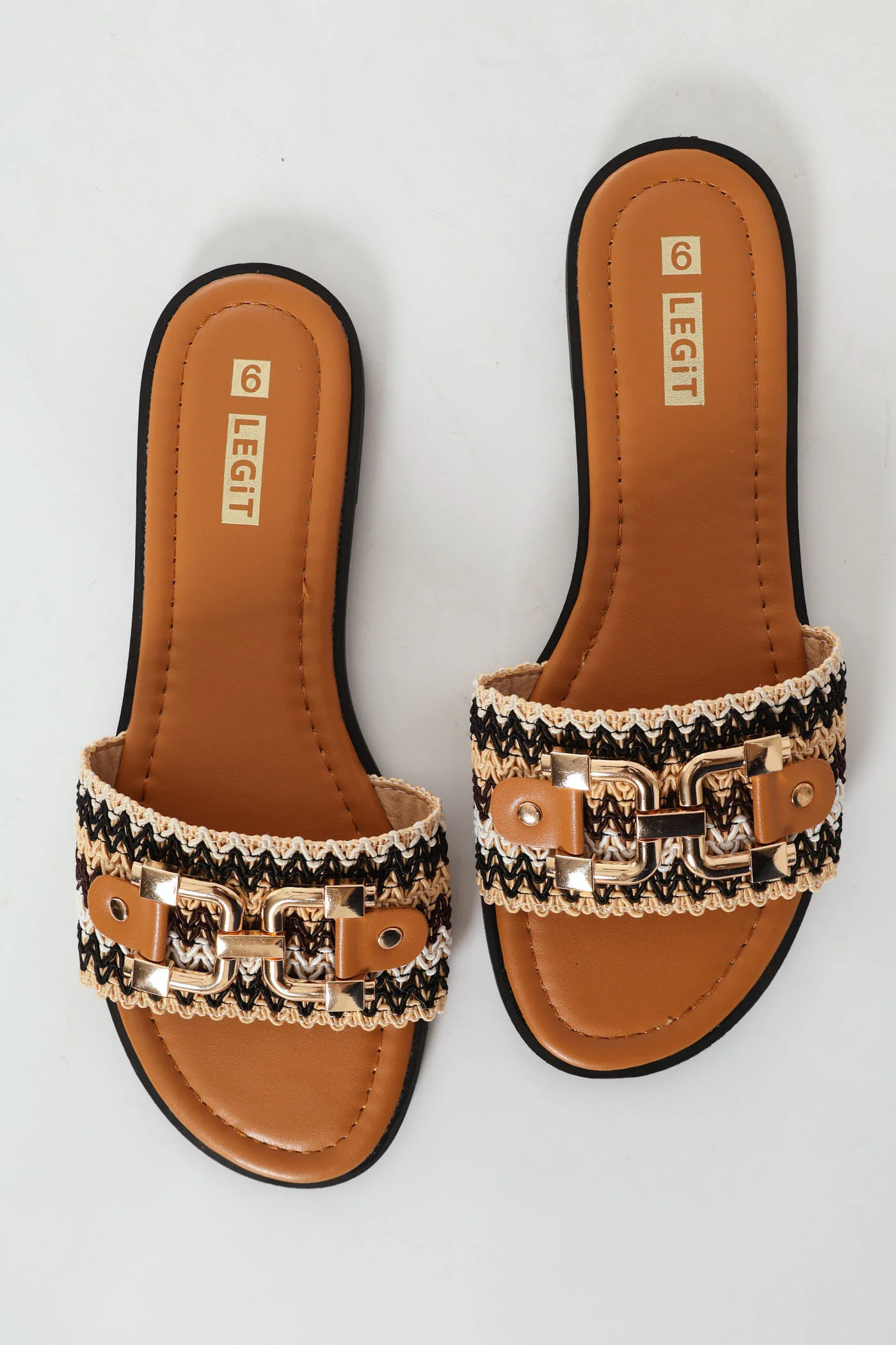 One Strap Multi Colour Weave Sandals - Multi - Image 4