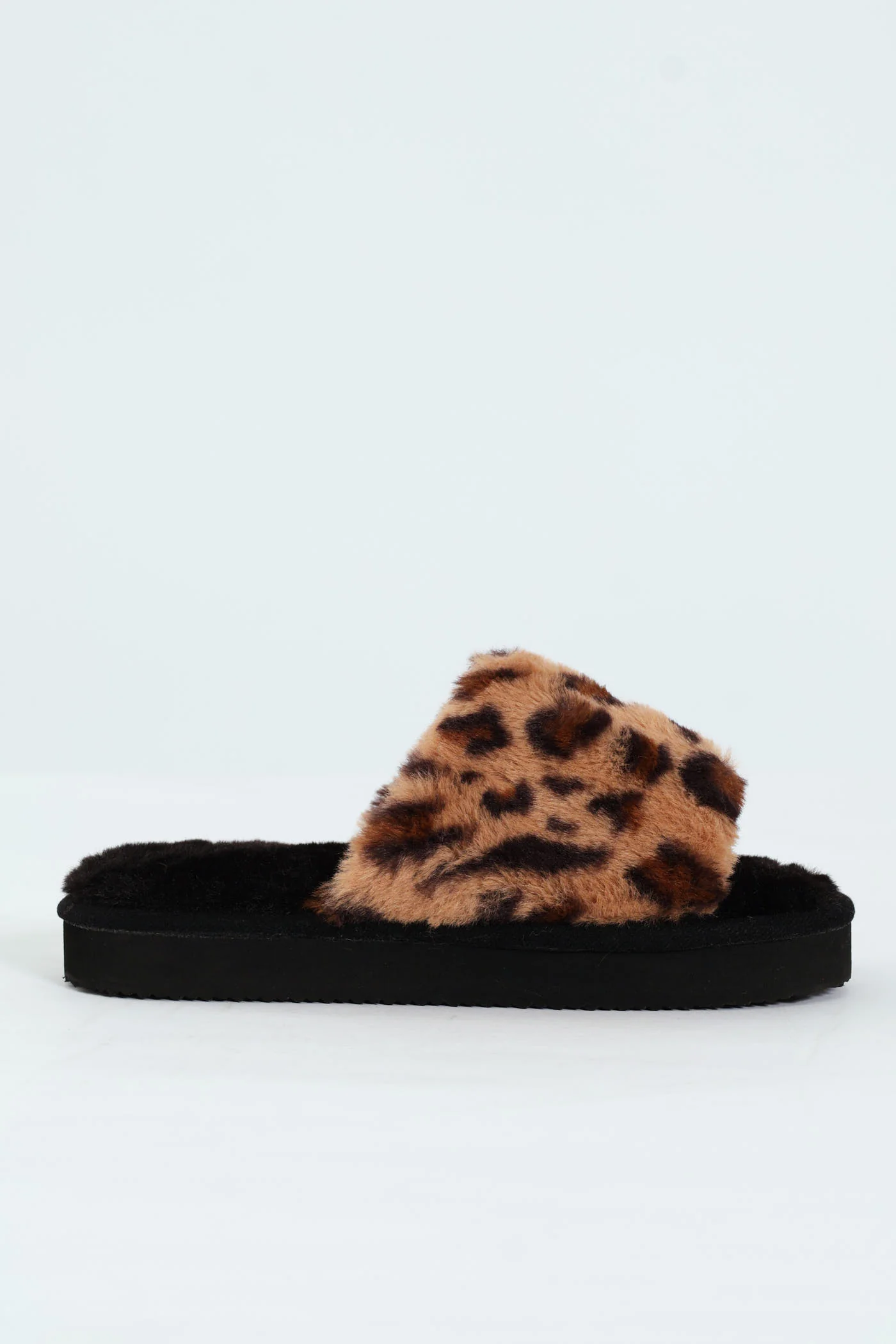 One Strap Printed Fur Slipper - Animal