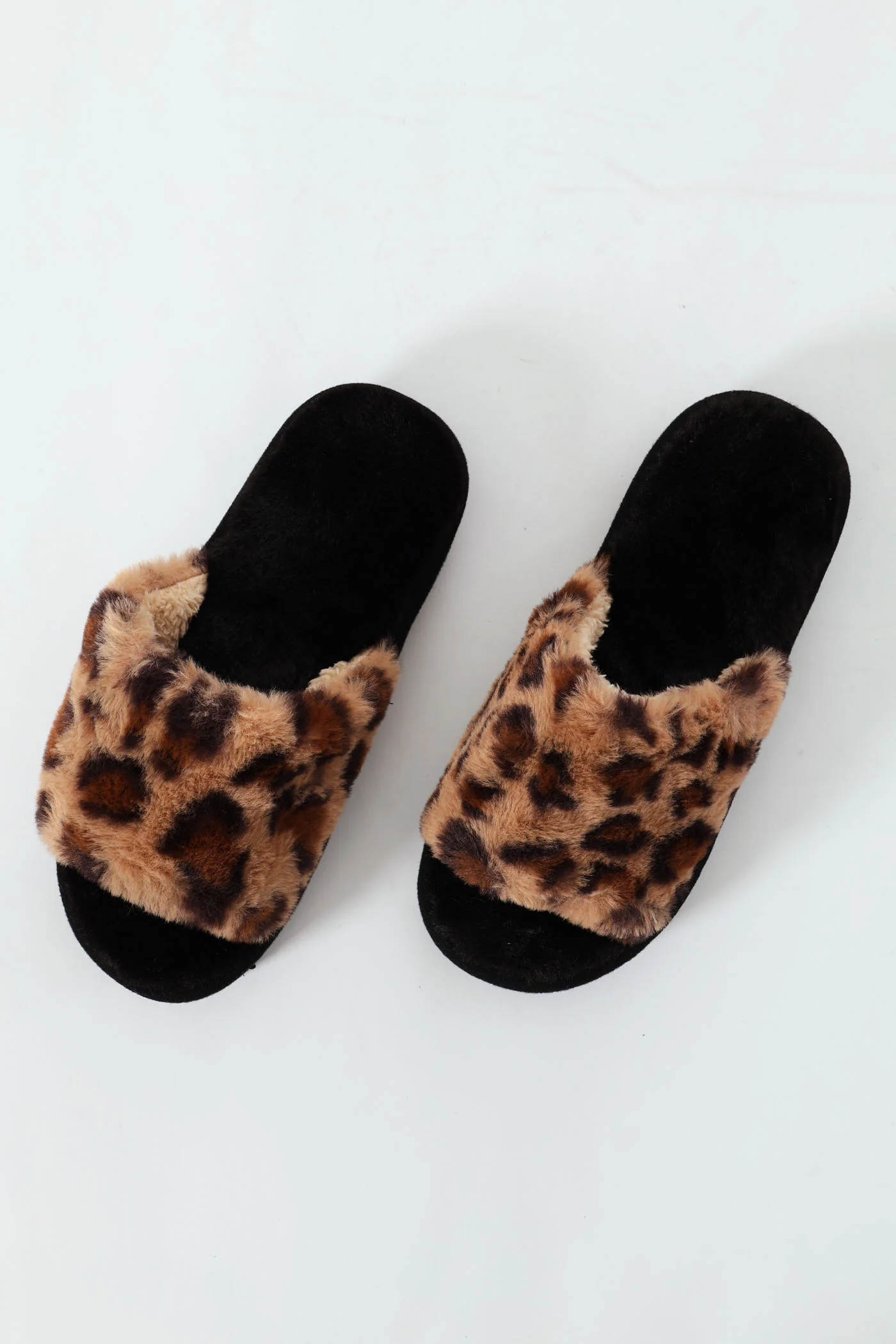One Strap Printed Fur Slipper - Animal - Image 3