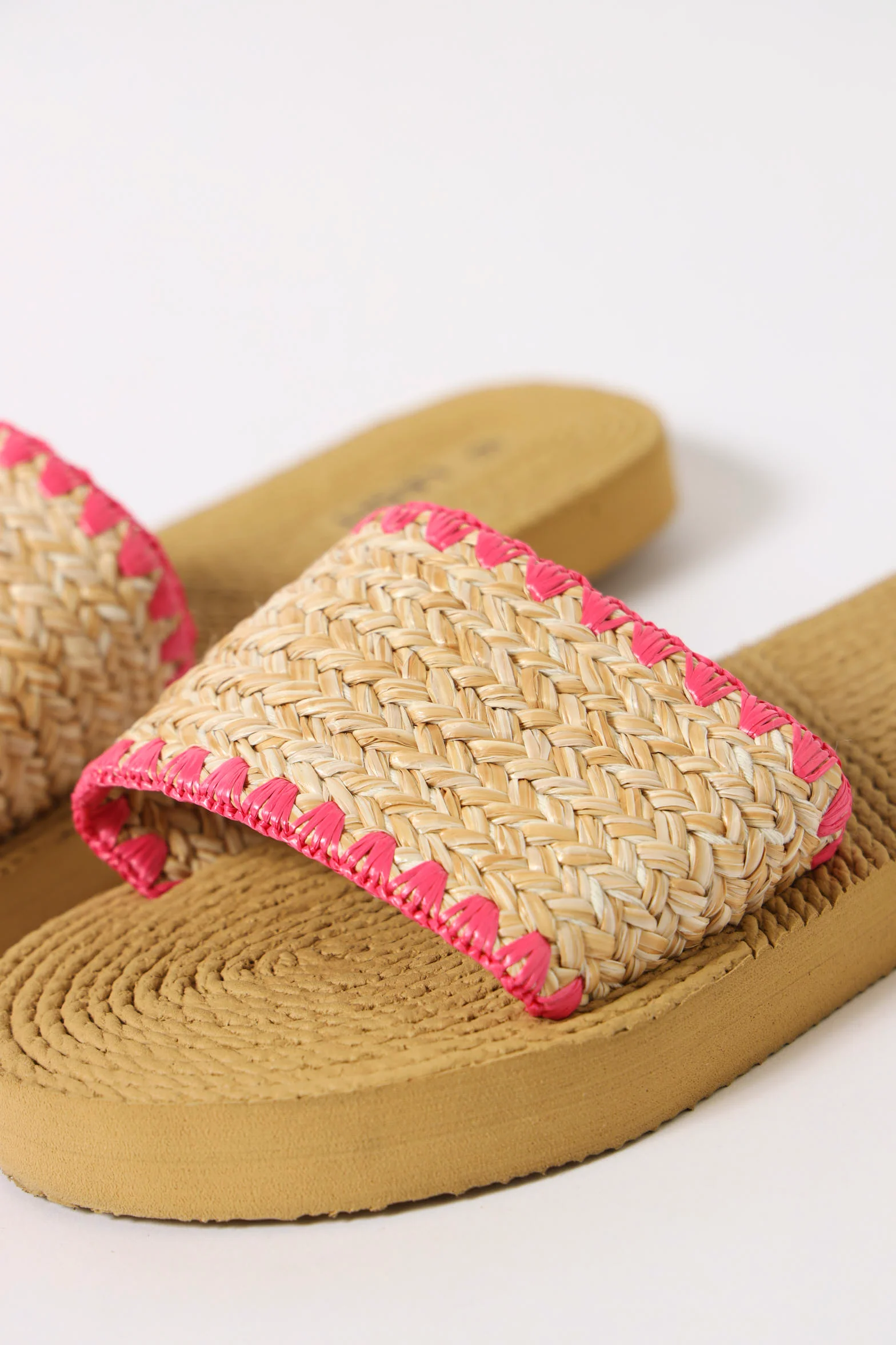 One Strap Raffia Rope Sandal - Beige/Pink - Image 2