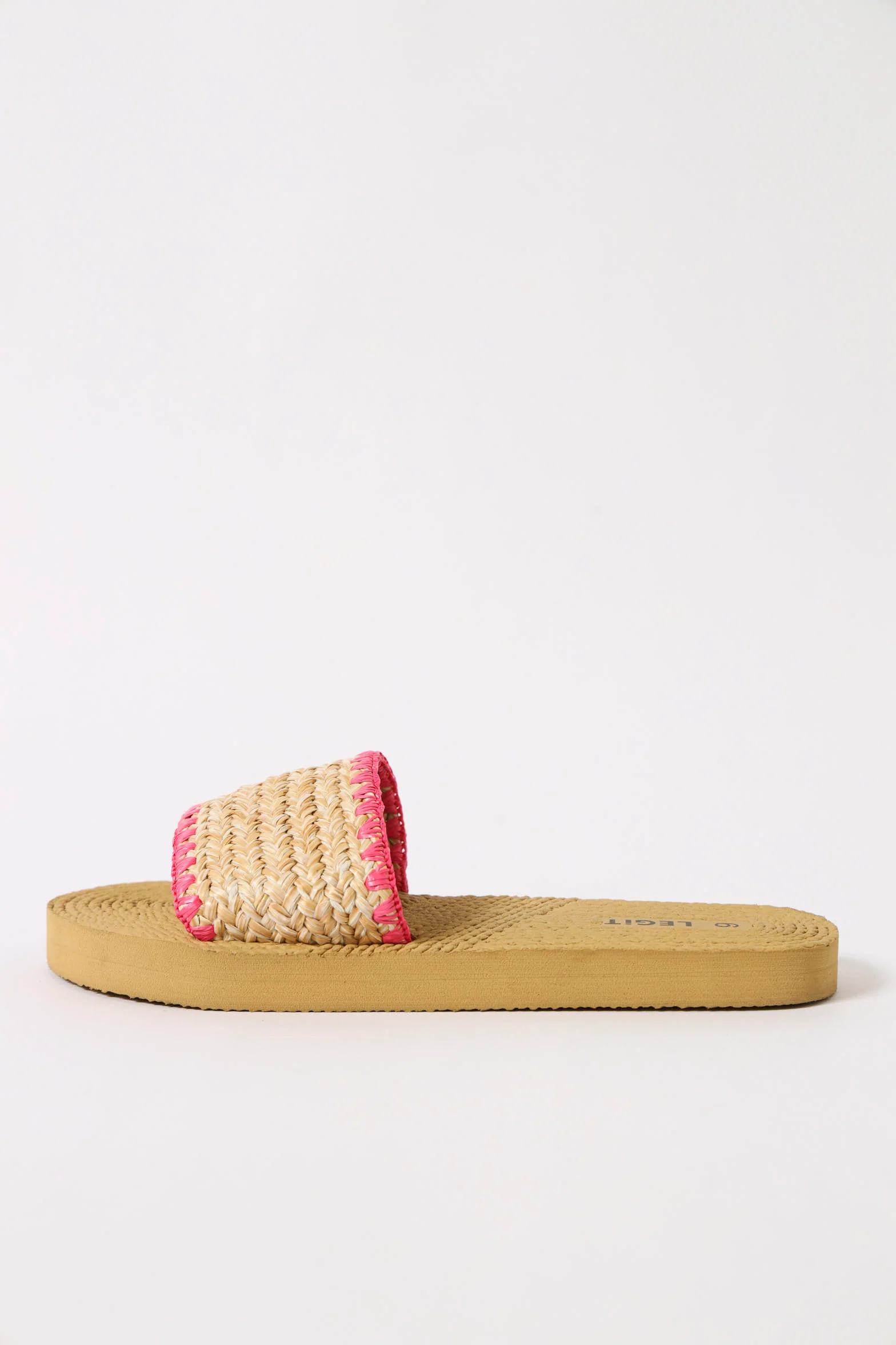 One Strap Raffia Rope Sandal - Beige/Pink - Image 3