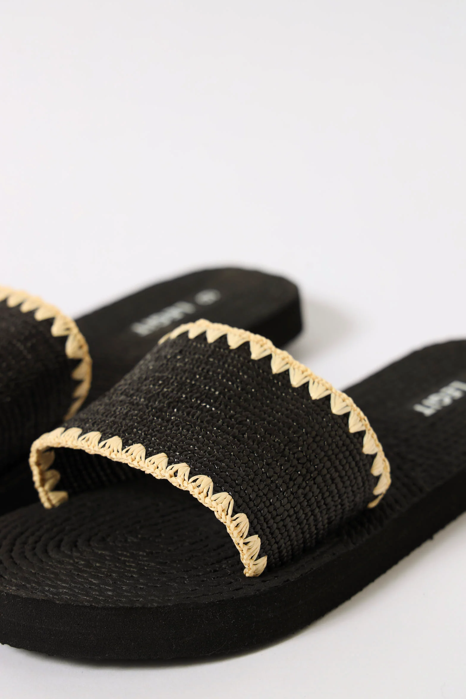 One Strap Raffia Rope Sandal - Black - Image 2