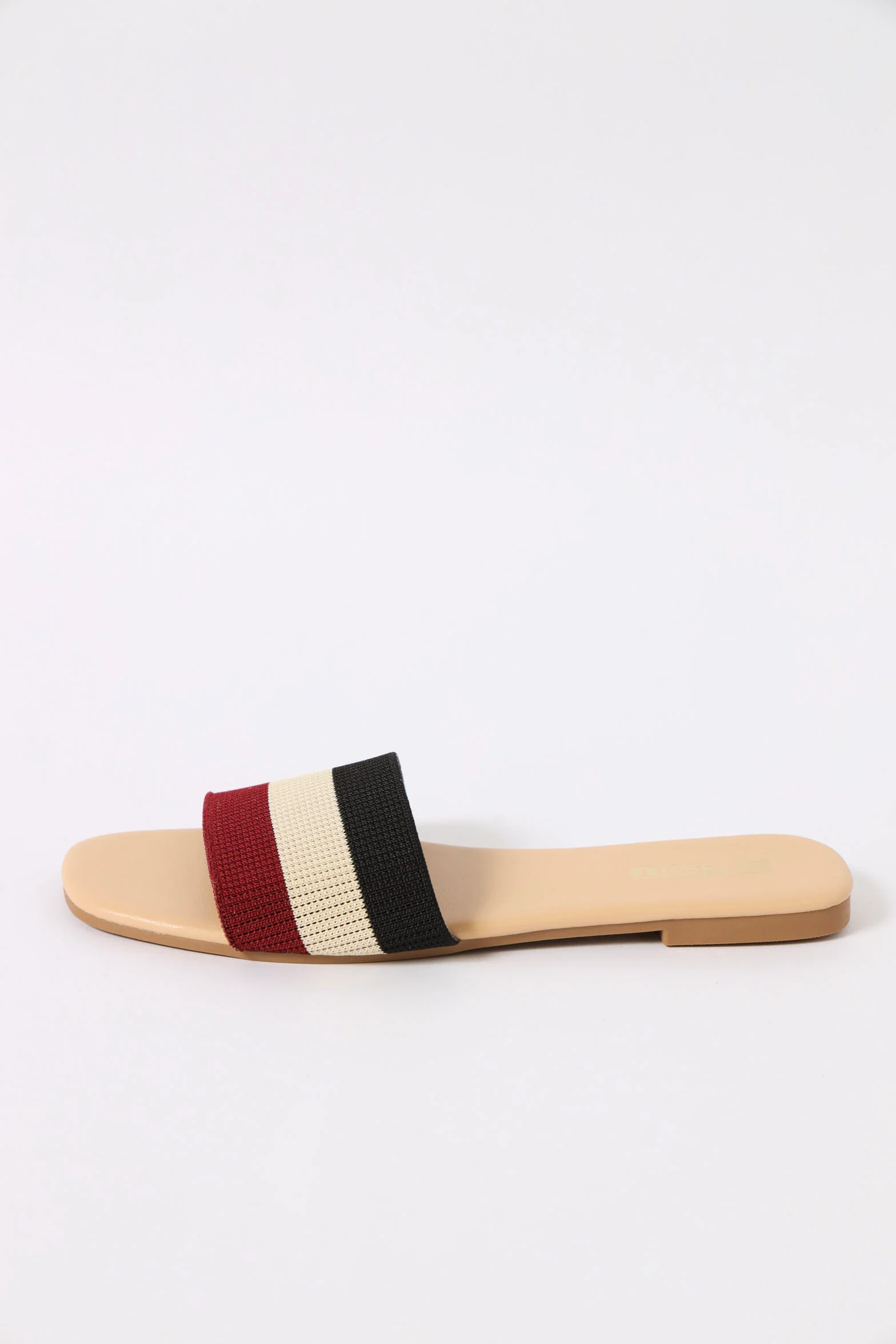One Strap Three Colour Knit Flat Sandal - Multi - Image 3