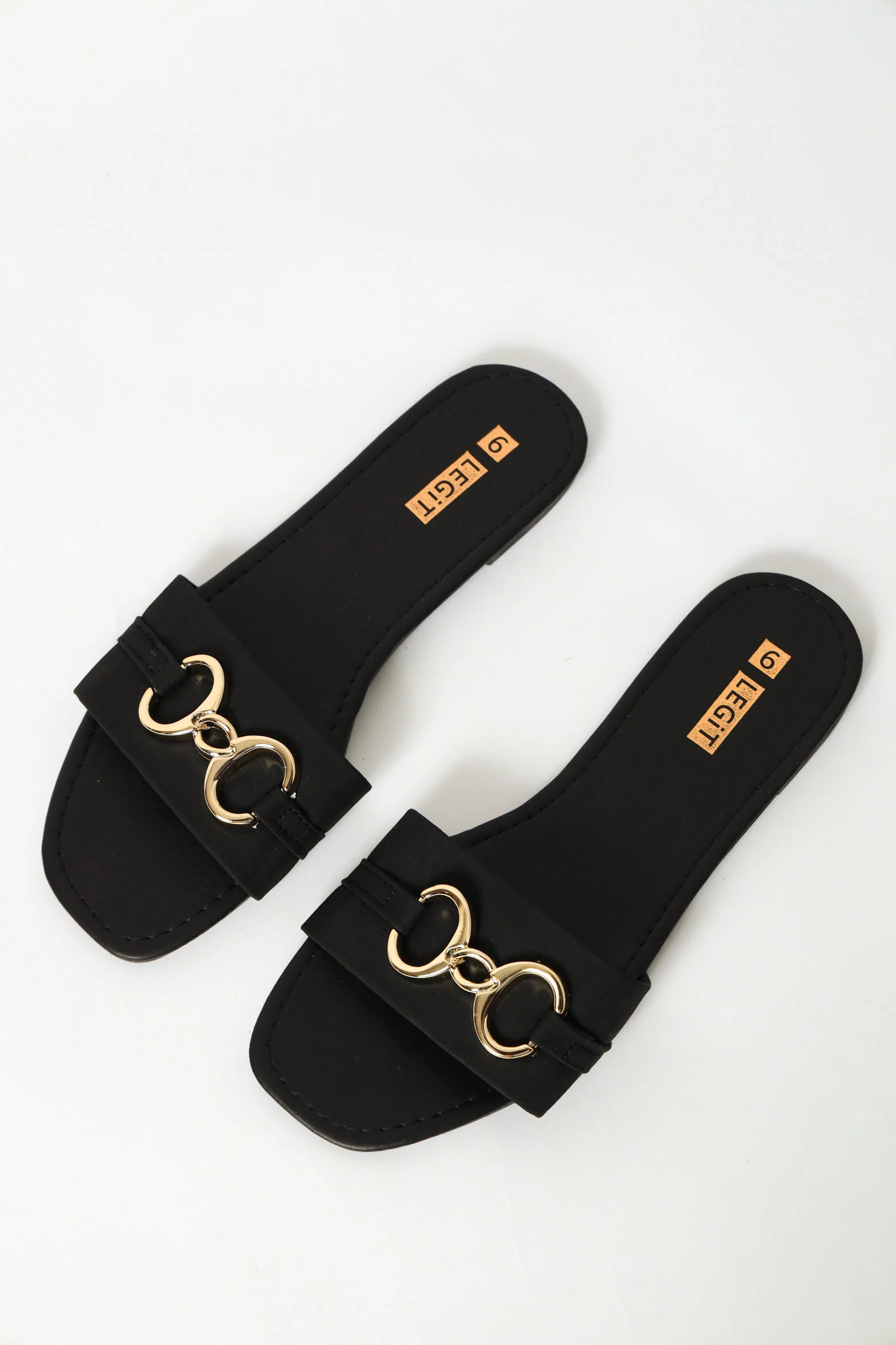 One Strap Trim Flat Sandal - Black
