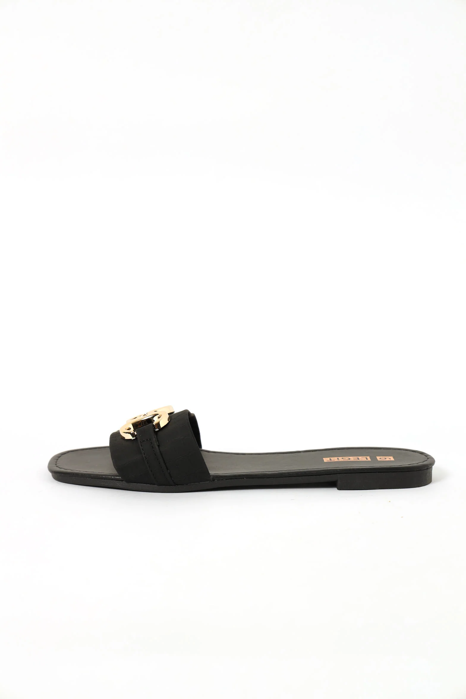 One Strap Trim Flat Sandal - Black - Image 4