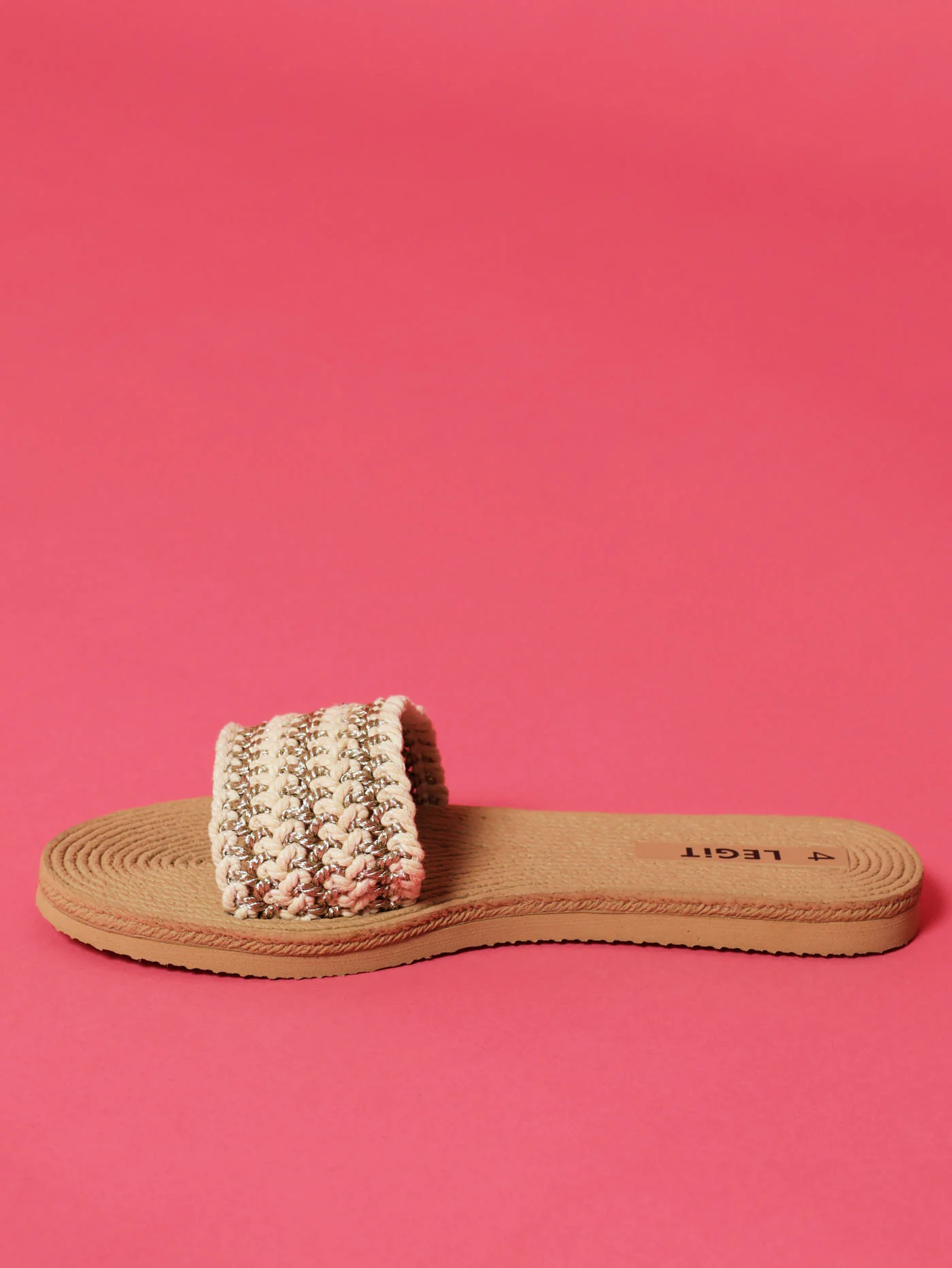 One Strap Weaved Raffia Mule Sandal - White - Image 3