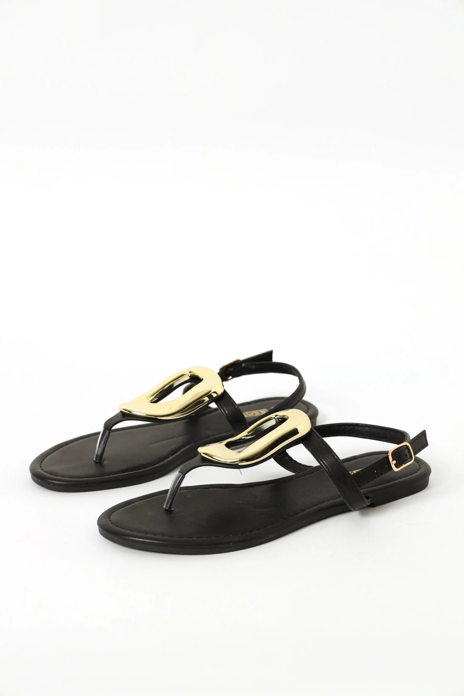 Organic Trim Thong Flat Sandal - Black - Image 2