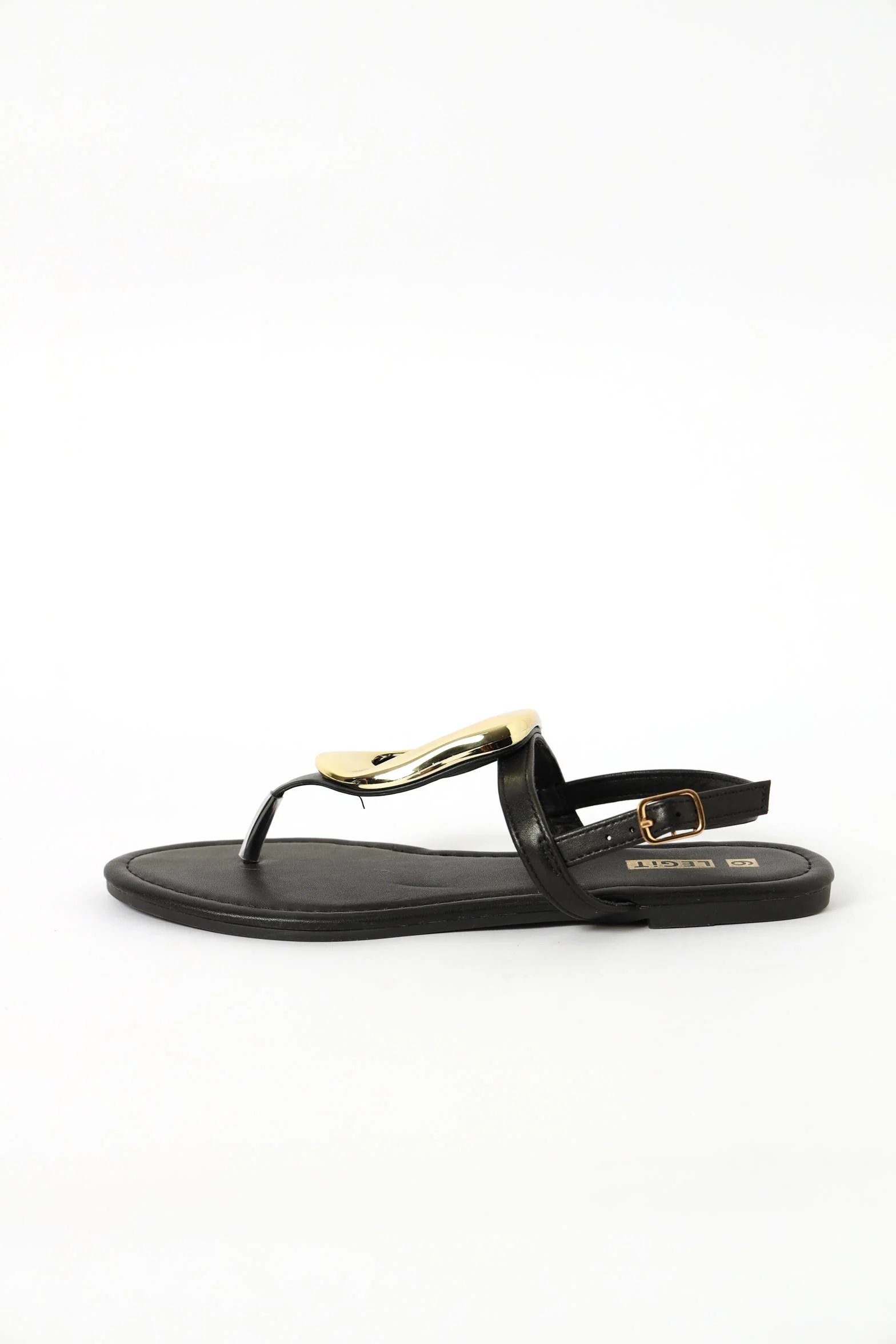 Organic Trim Thong Flat Sandal - Black - Image 3