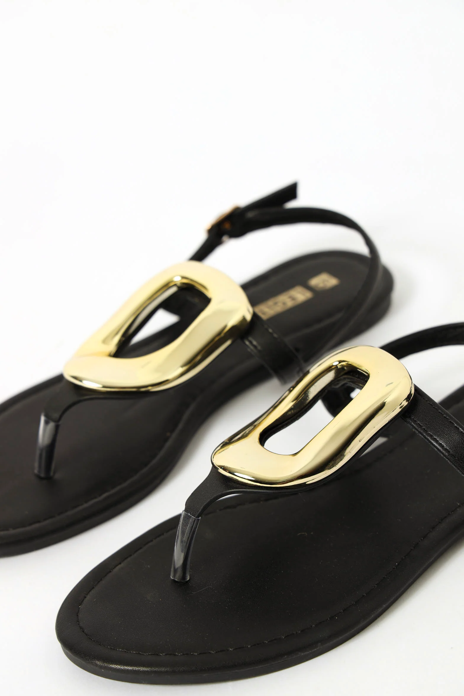 Organic Trim Thong Flat Sandal - Black - Image 4