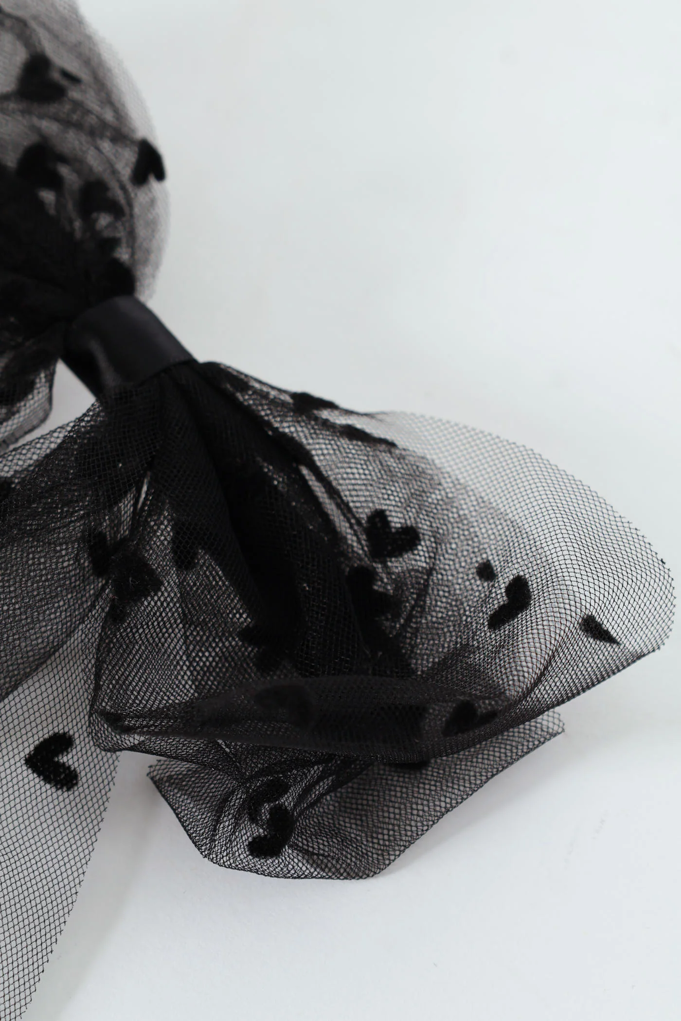 Organza Heart Bow Hair Clip - Black - Image 2