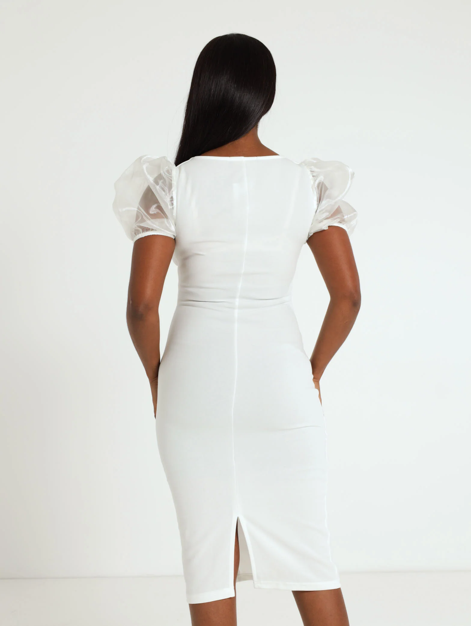 Organza Short Sleeve Combo Dress - Image 4