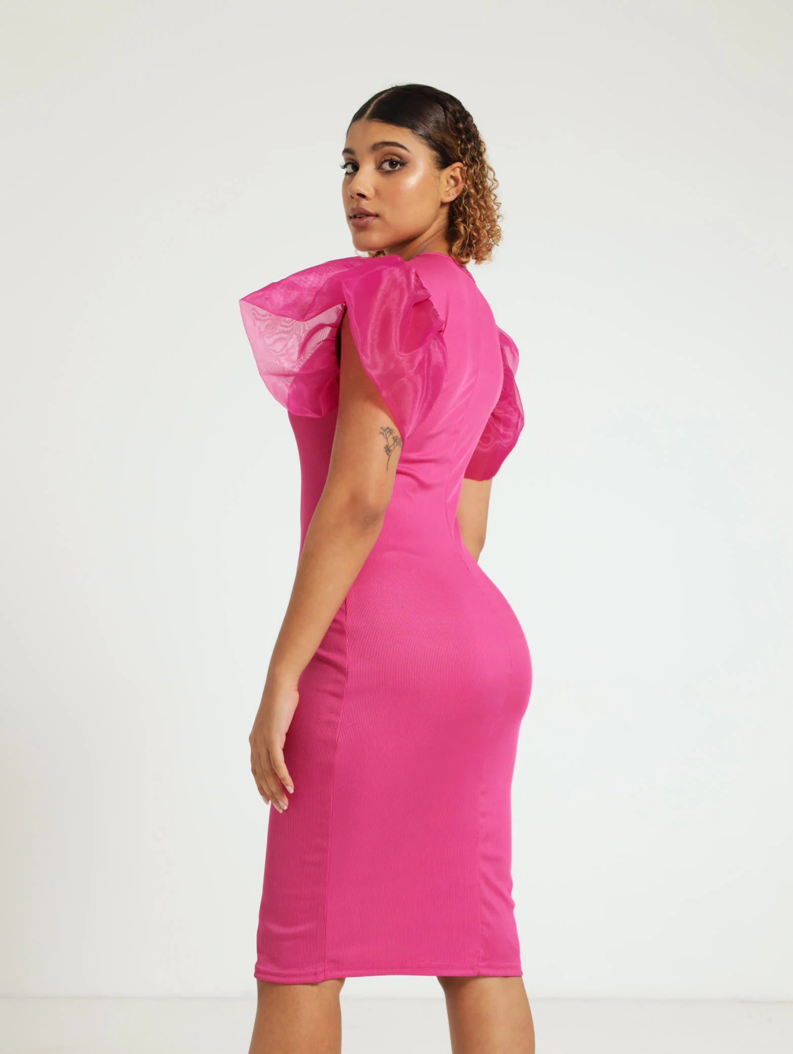 Organza Sleeve Bodycon Dress - Image 3