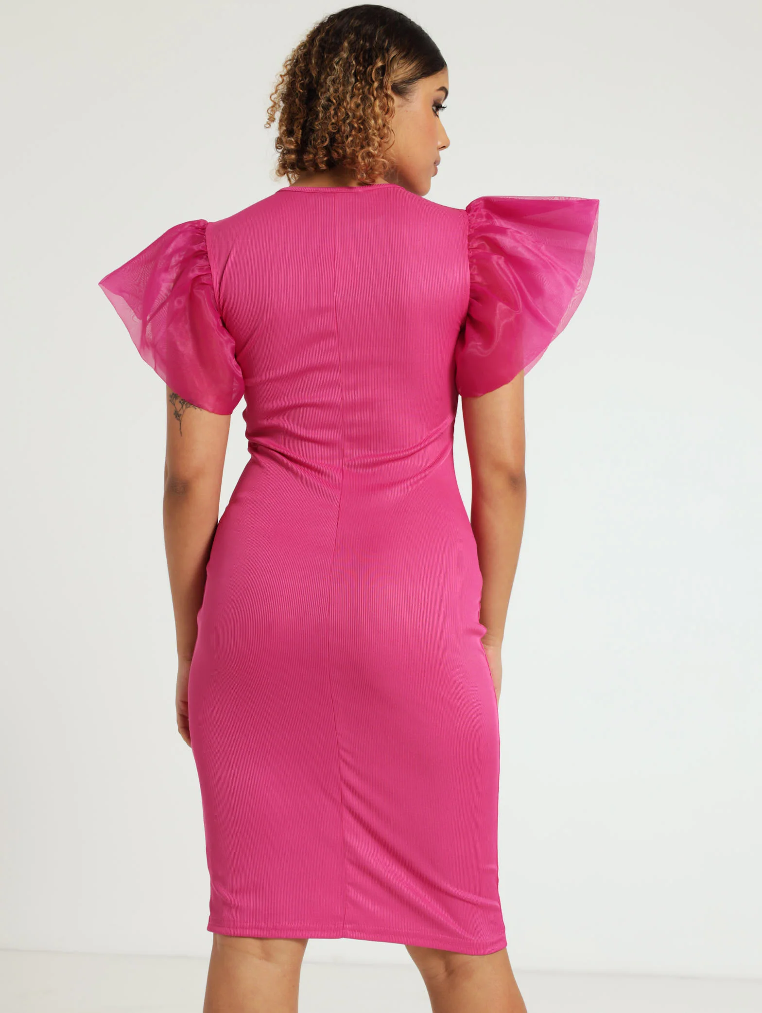 Organza Sleeve Bodycon Dress - Image 4