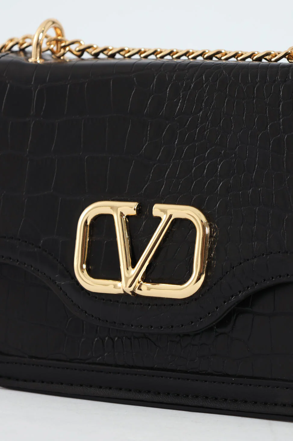 Ornate Clasp Detail Satchel Bag - Black - Image 3