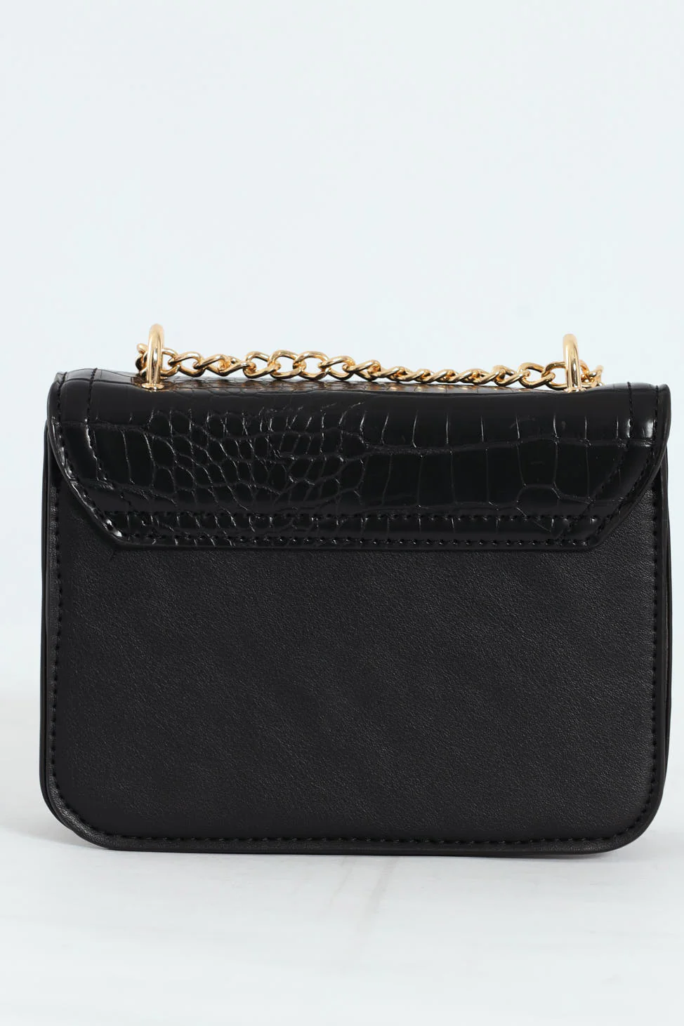 Ornate Clasp Detail Satchel Bag - Black - Image 4