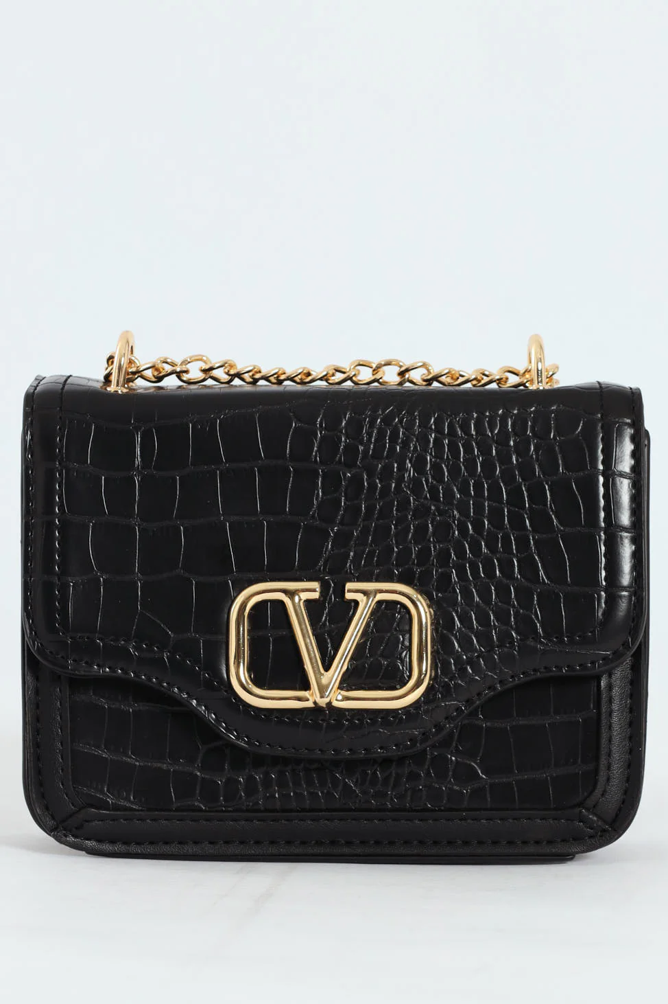 Ornate Clasp Detail Satchel Bag - Black - Image 5