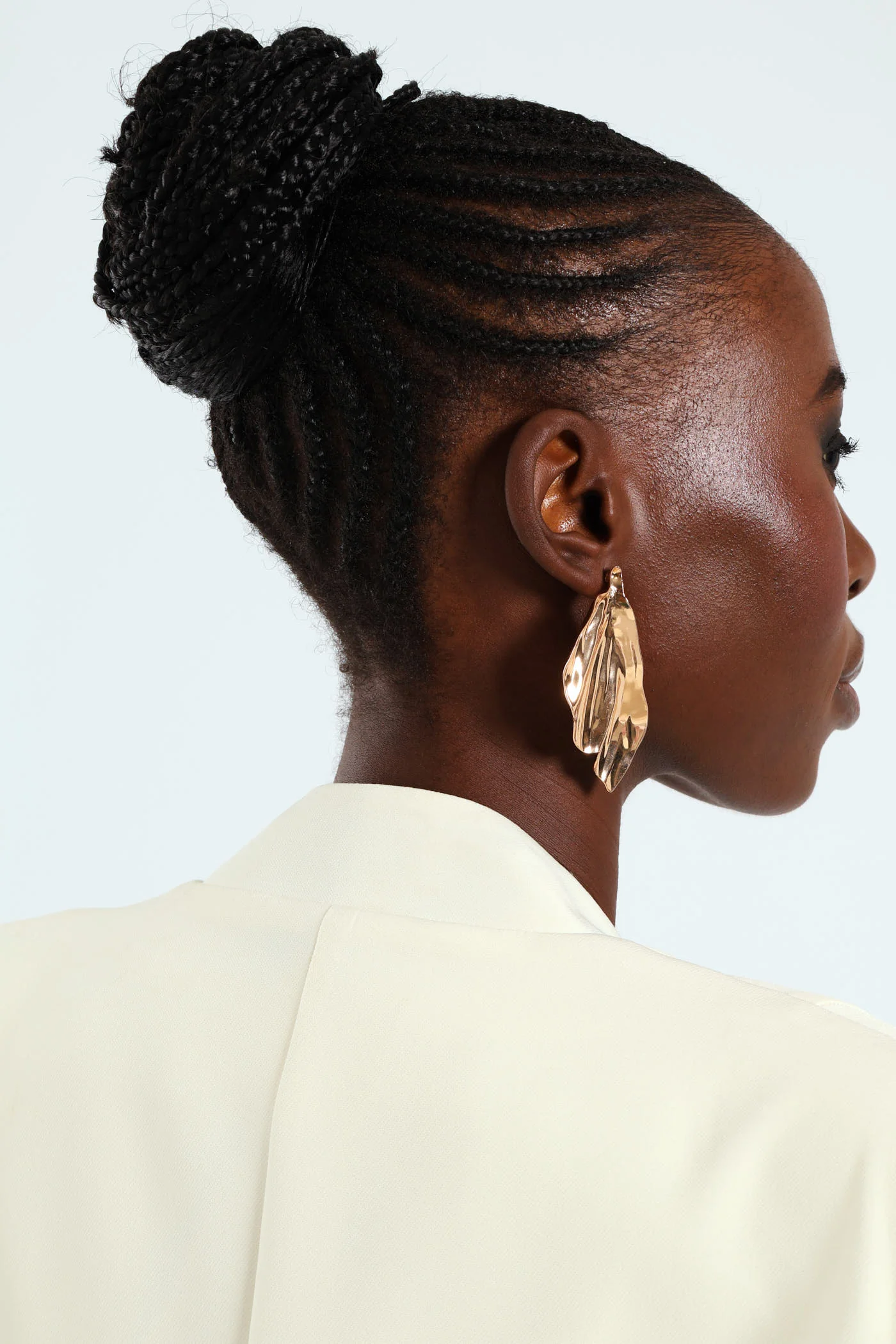 Ornate Leaf Statement Earring - Gold - Image 4