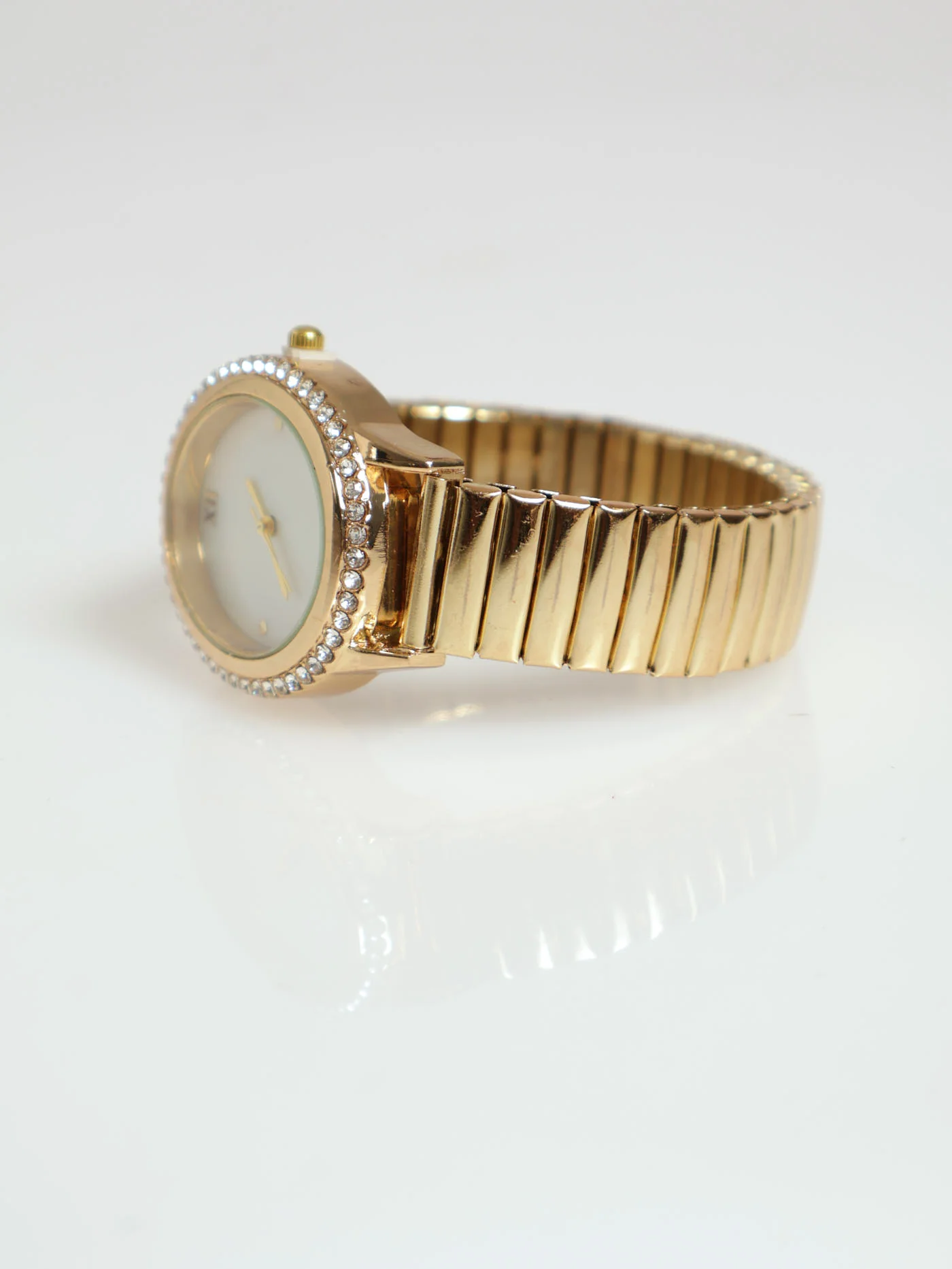 Oval Face Stretch Strap Watch - Gold - Image 2