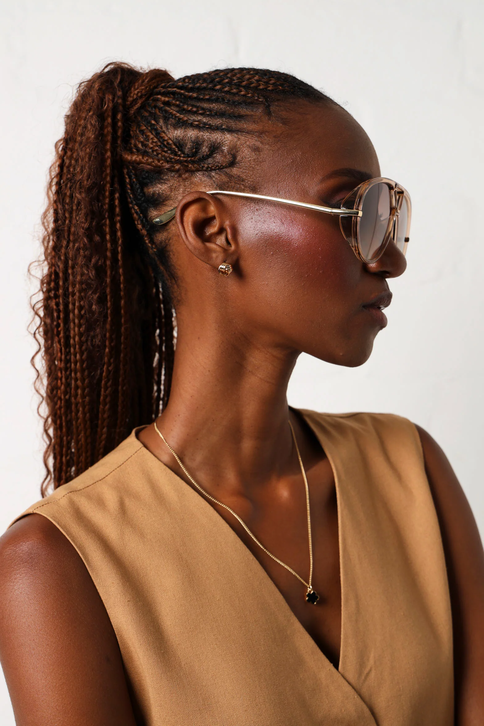 Oversized Aviator Sunglasses - Champagne - Image 2