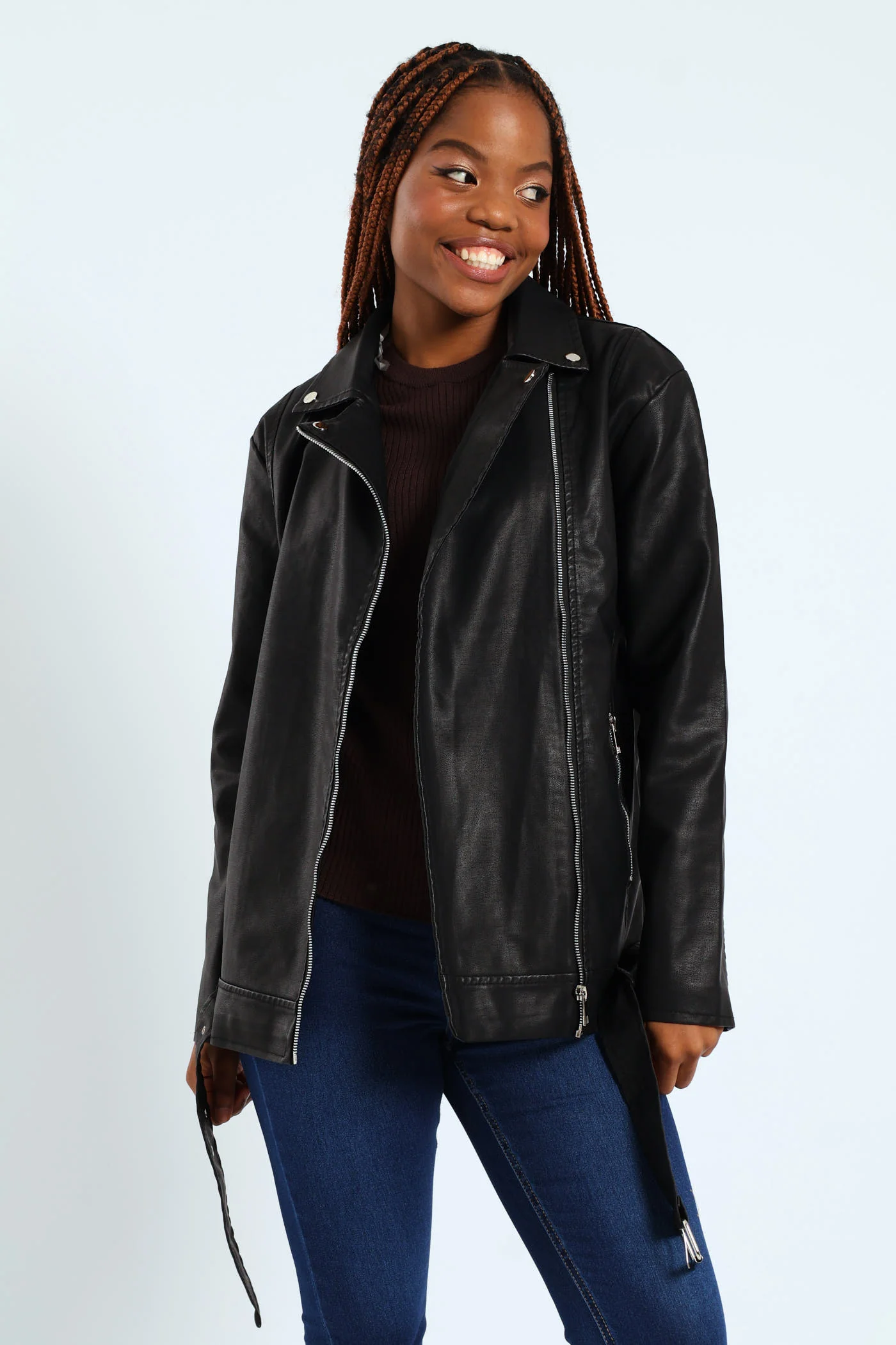 Oversized Biker Jacket - Black